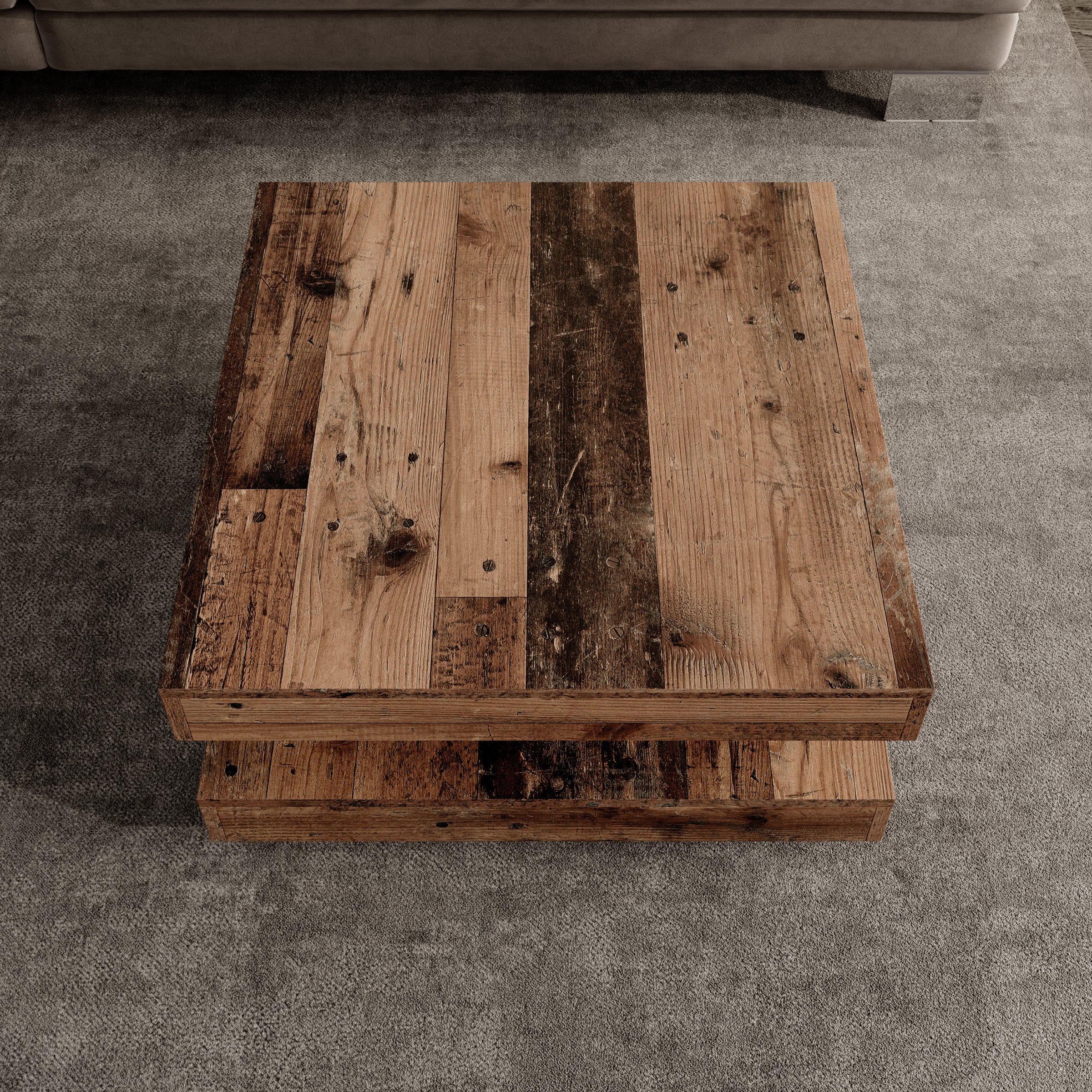 Atwood - Salontafel - Donker eikenpatroon - 67x67x35 cm