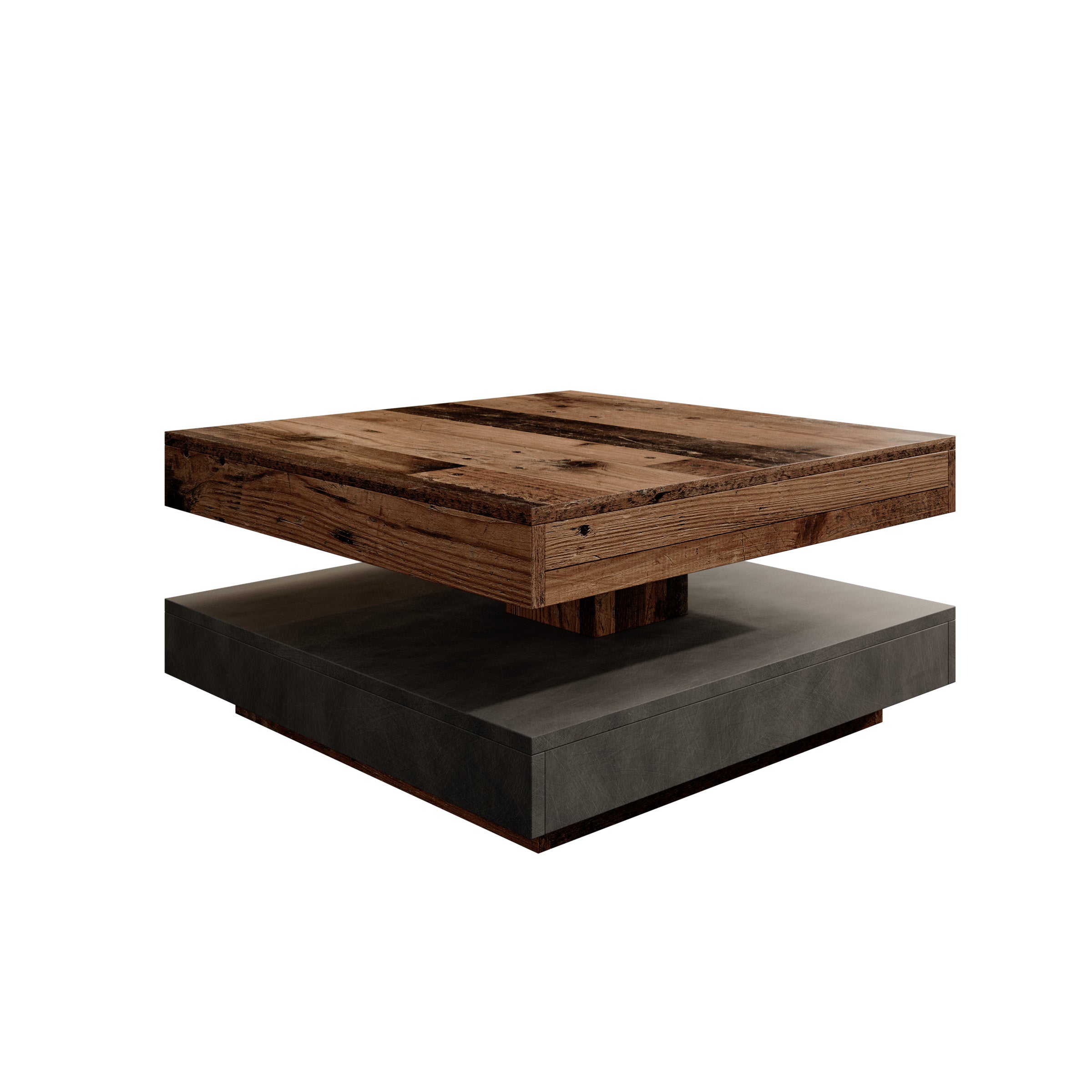Atwood - Salontafel - Donker eikenpatroon/Grijs - 67x67x35 cm