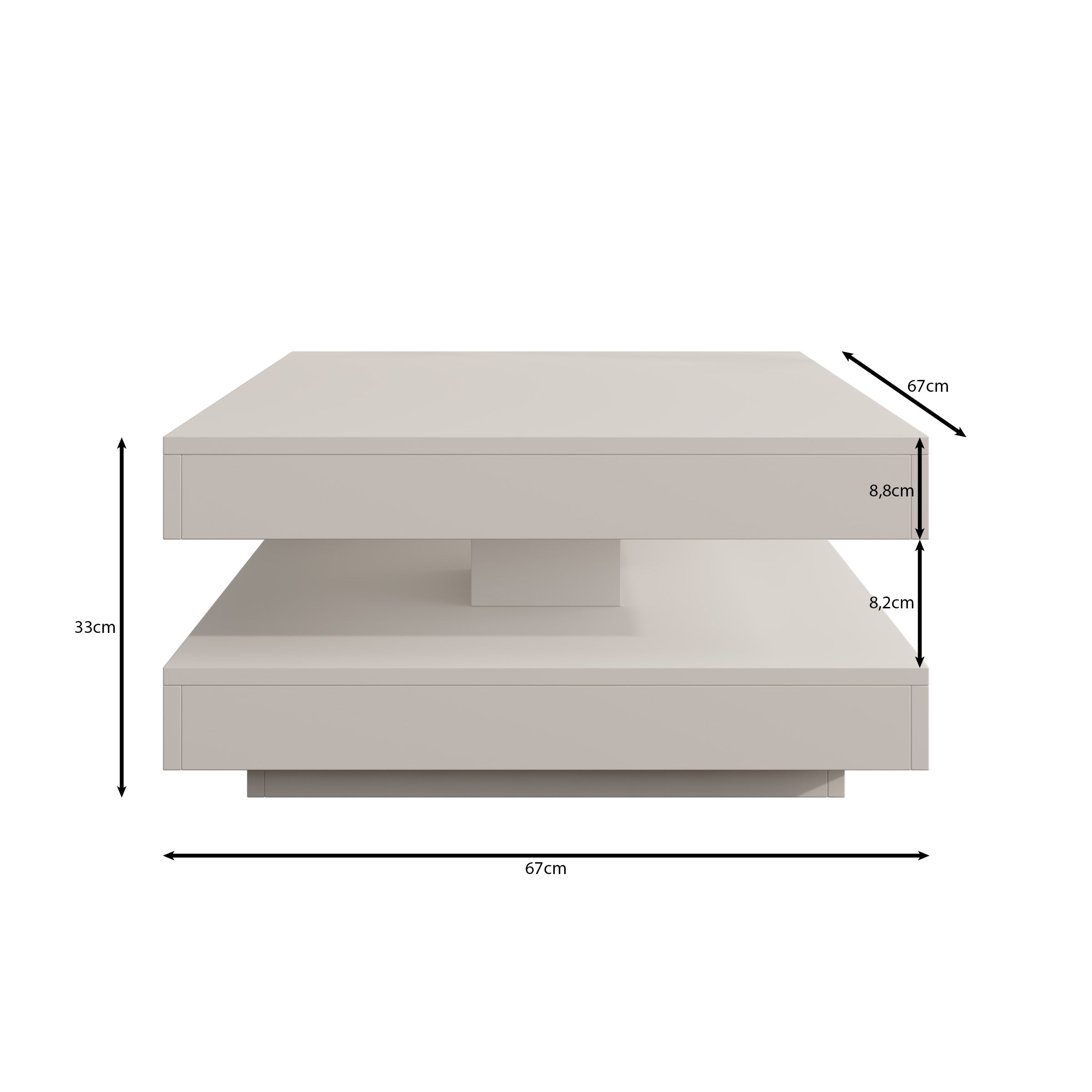 Atwood - Salontafel - Donker eikenpatroon/Grijs - 67x67x35 cm