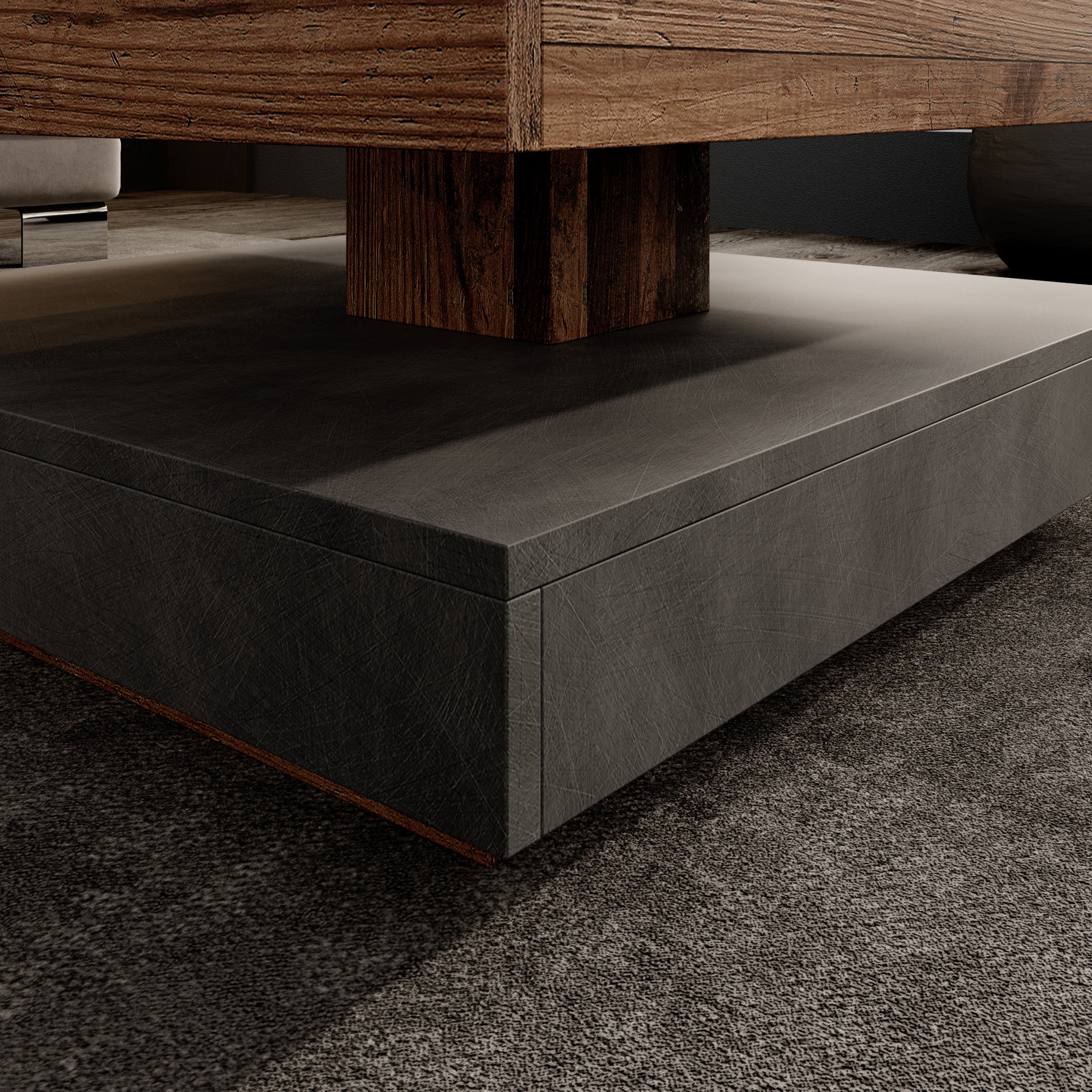 Atwood - Salontafel - Donker eikenpatroon/Grijs - 67x67x35 cm