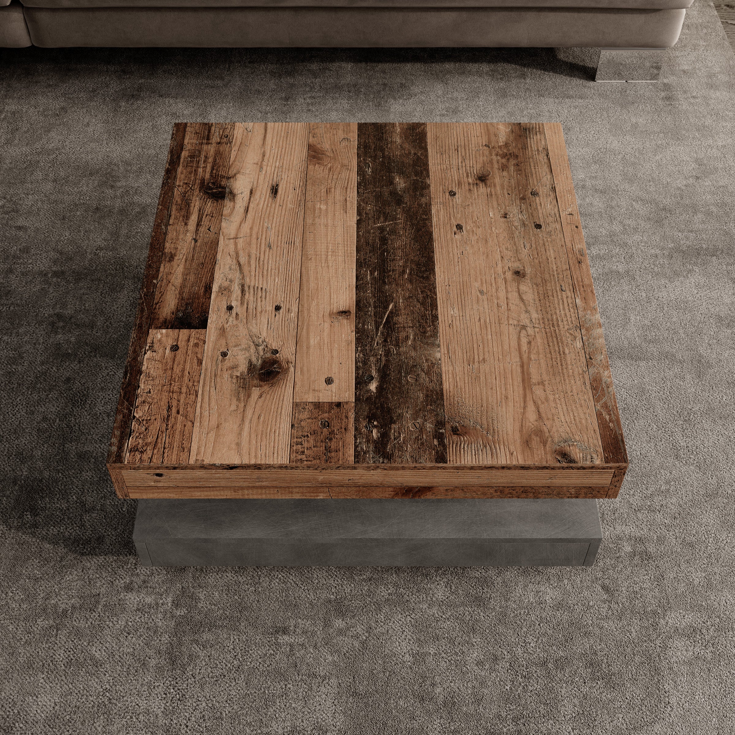 Atwood - Salontafel - Donker eikenpatroon/Grijs - 67x67x35 cm