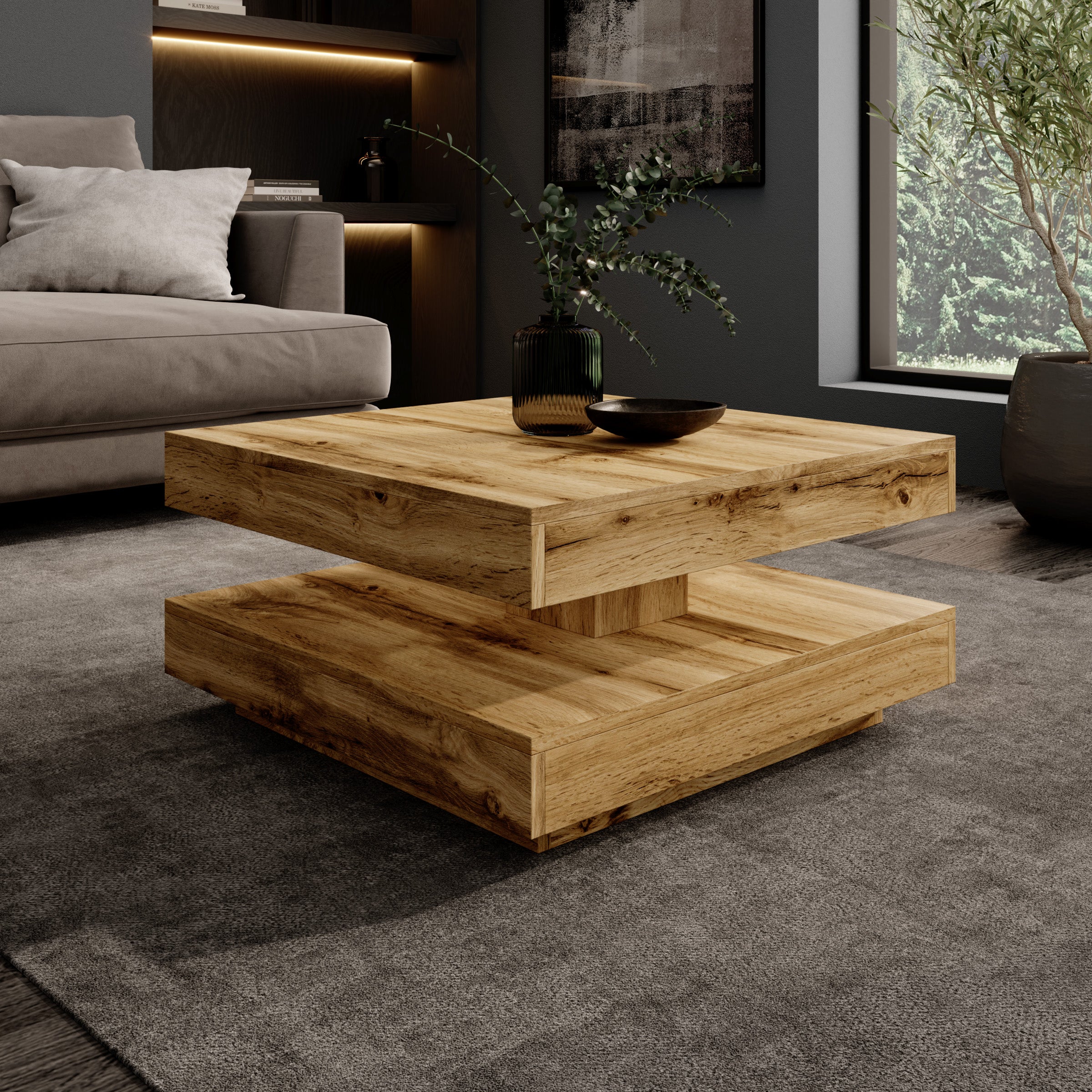 Atwood - Salontafel - Eikenpatroon - 67x67x35 cm