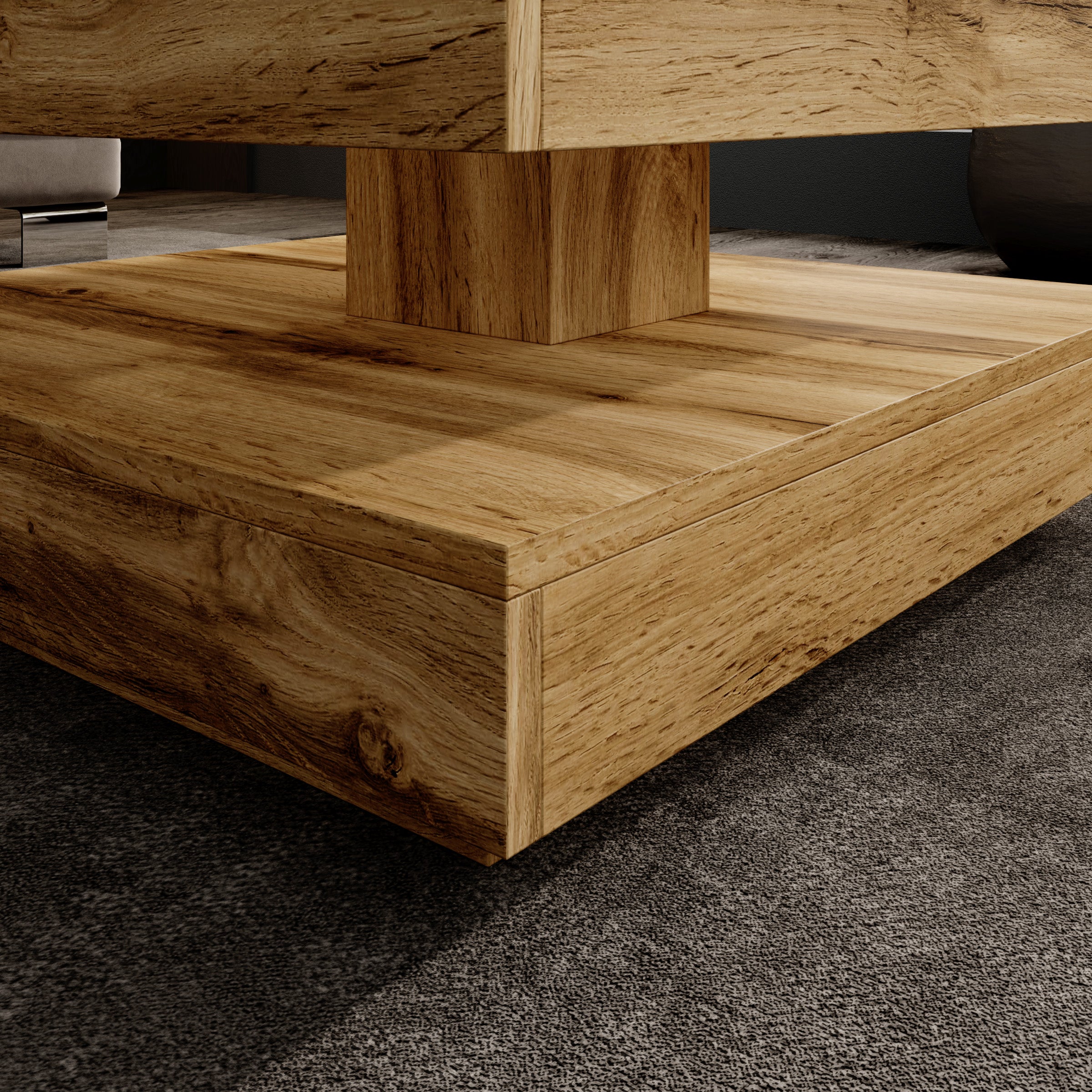 Atwood - Salontafel - Eikenpatroon - 67x67x35 cm