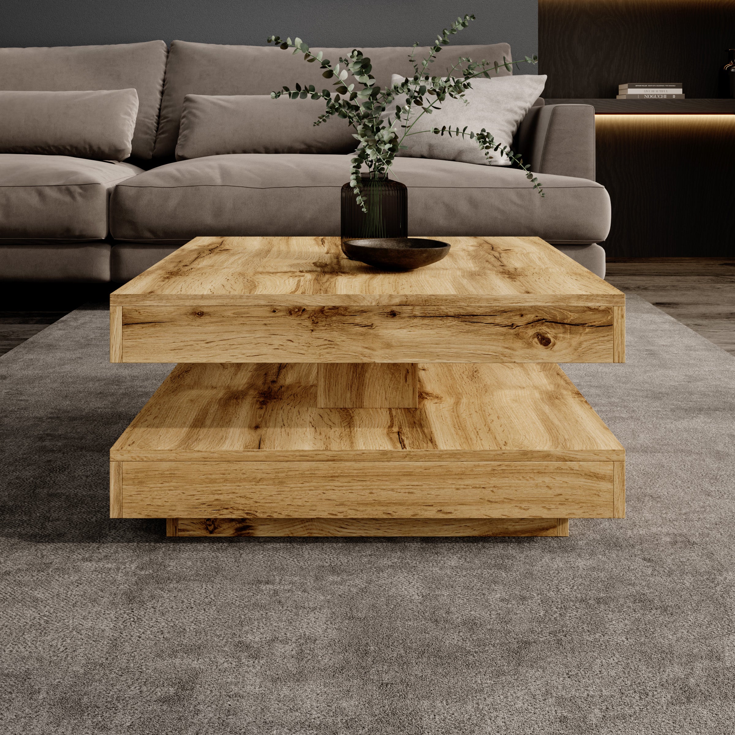 Atwood - Salontafel - Eikenpatroon - 67x67x35 cm