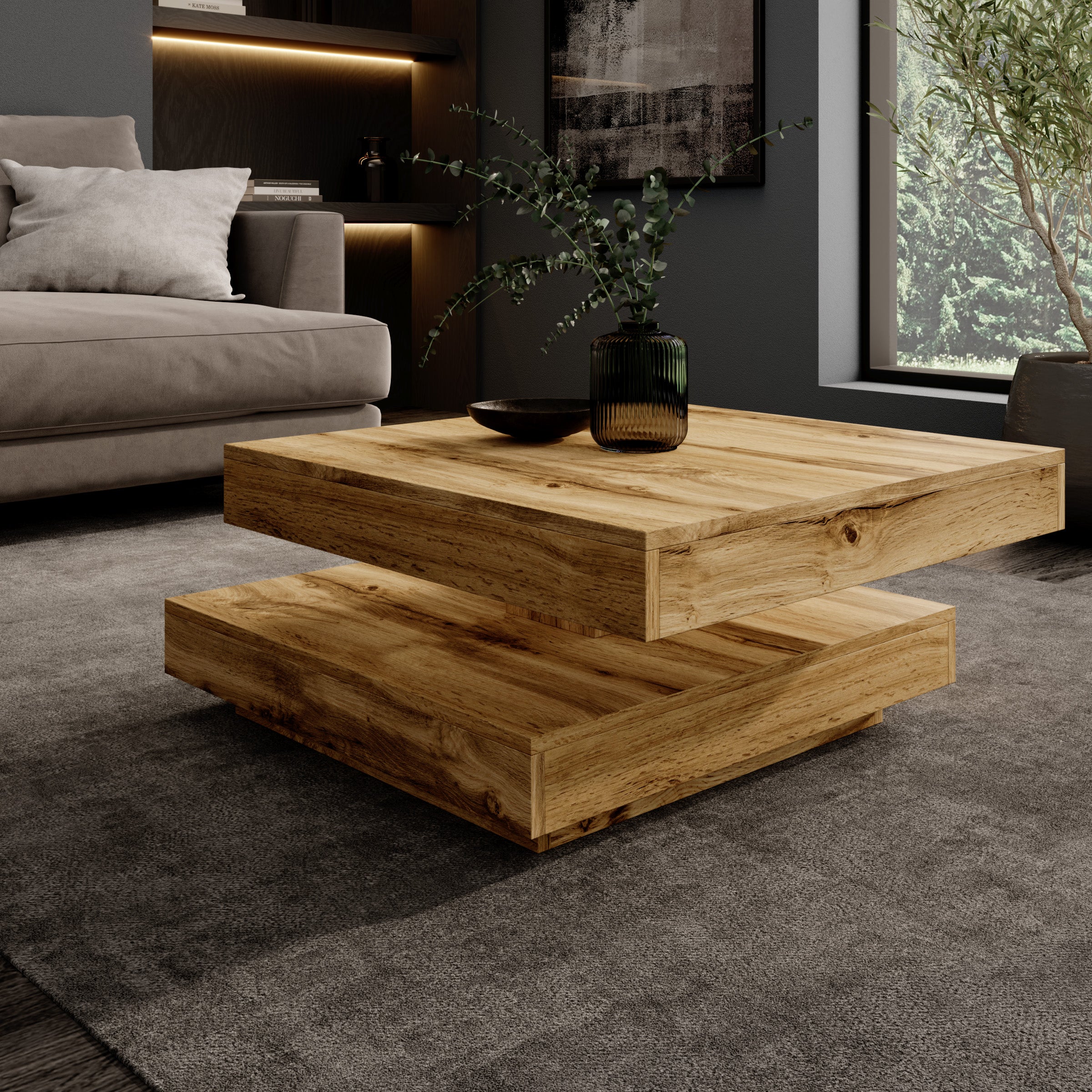 Atwood - Salontafel - Eikenpatroon - 67x67x35 cm