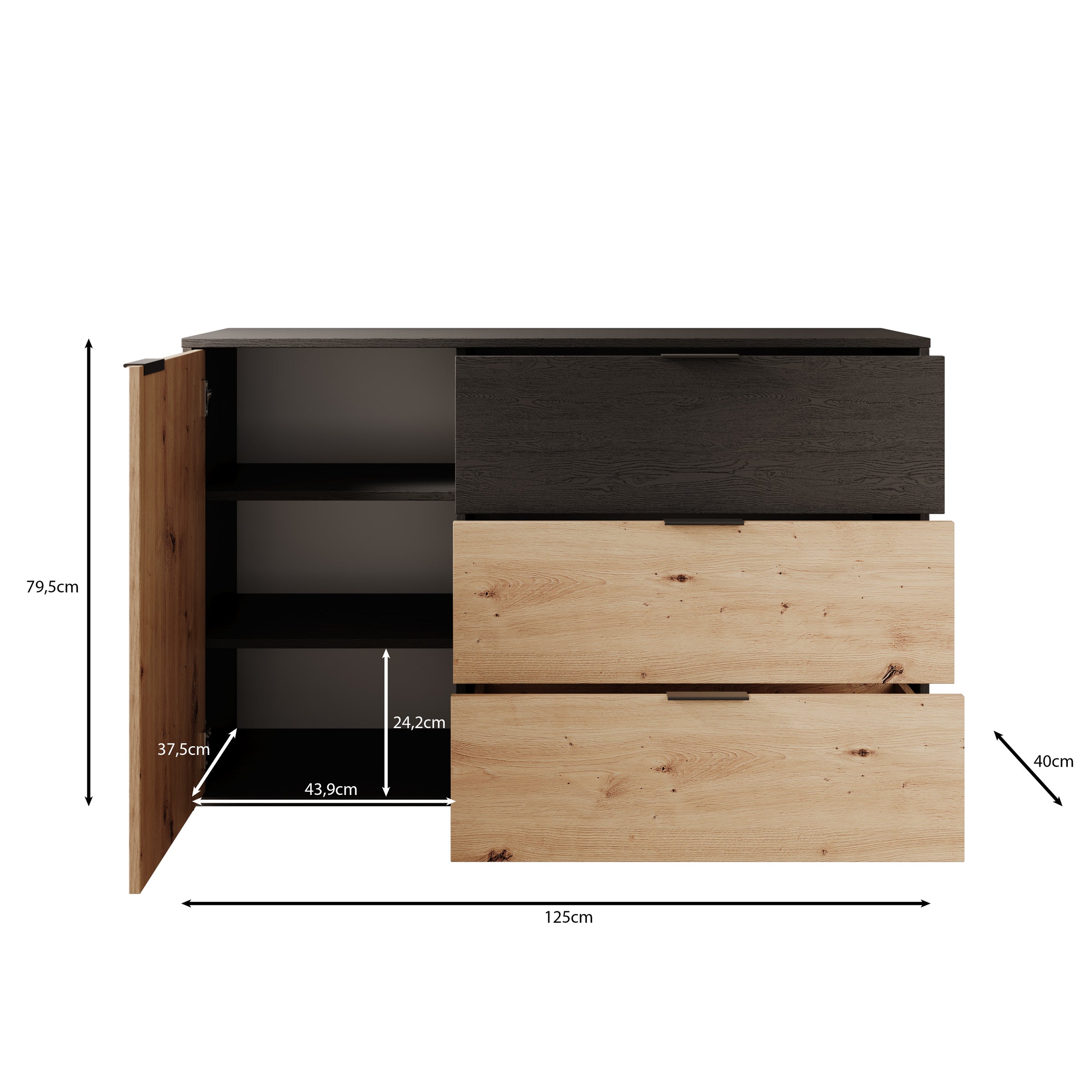 Augustus - Dressoir - Eiken - 125x40x80 cm