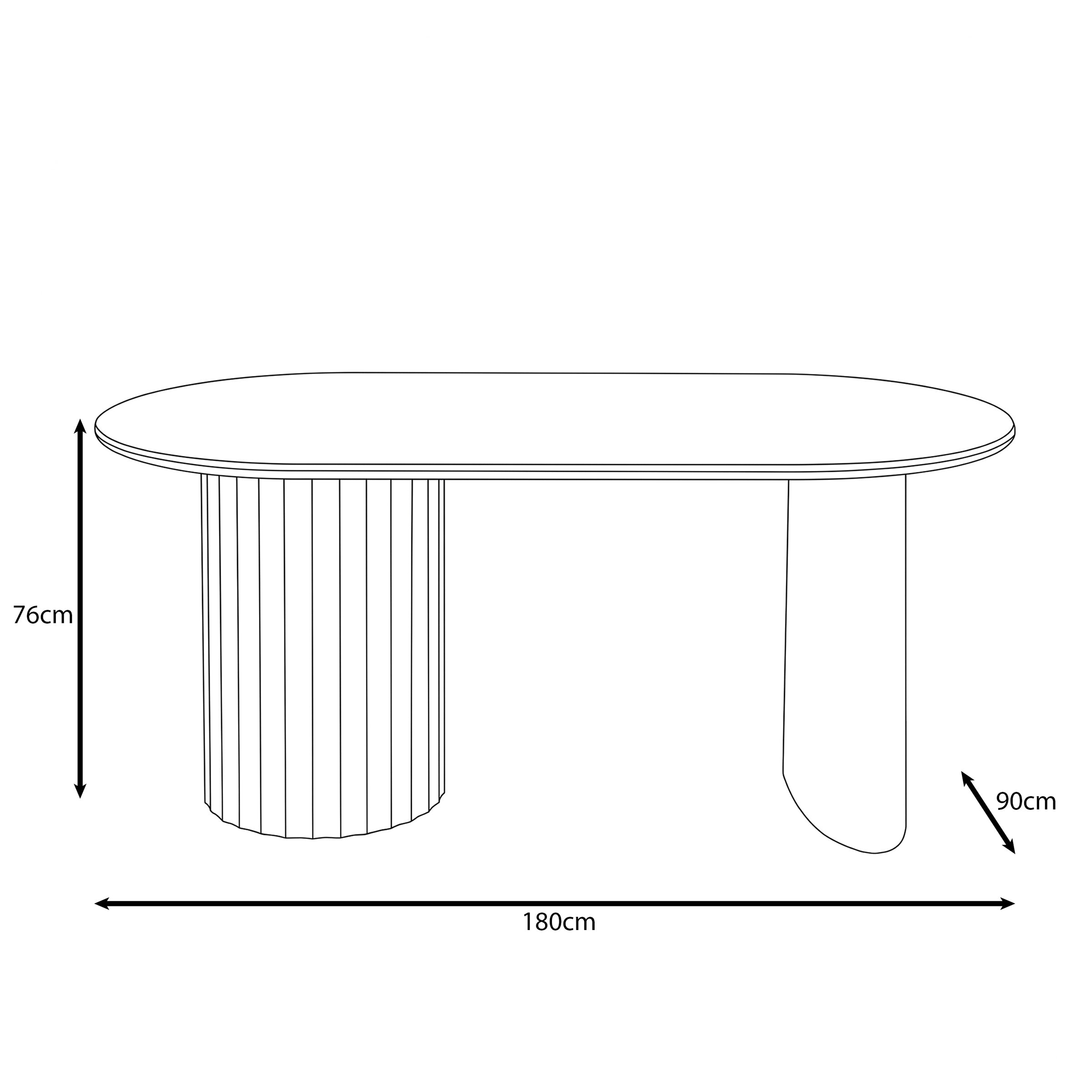Auro - Eetkamertafel - Keramiek met marmerlook - 180x90x76 cm