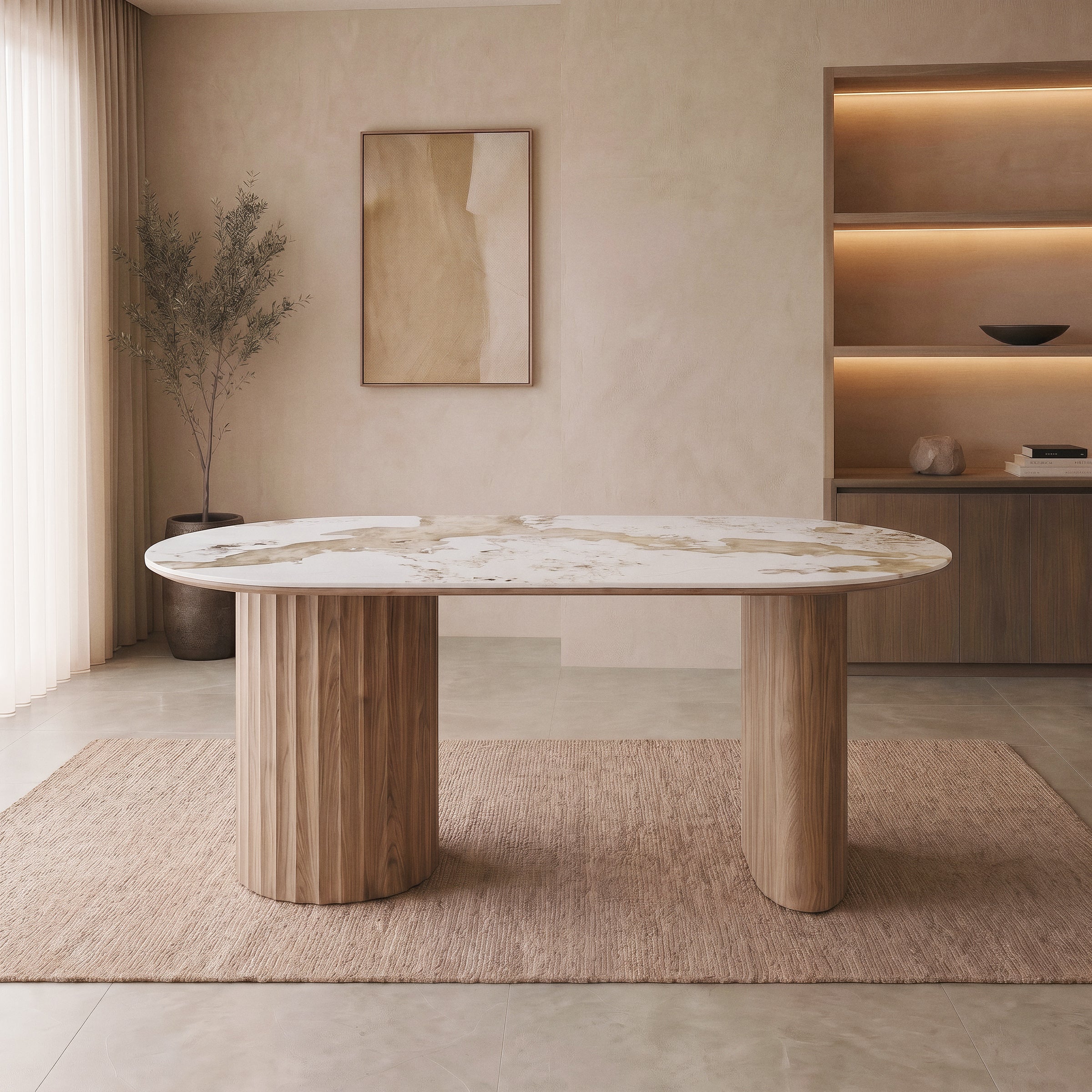 Auro - Eetkamertafel - Keramiek met marmerlook - 180x90x76 cm