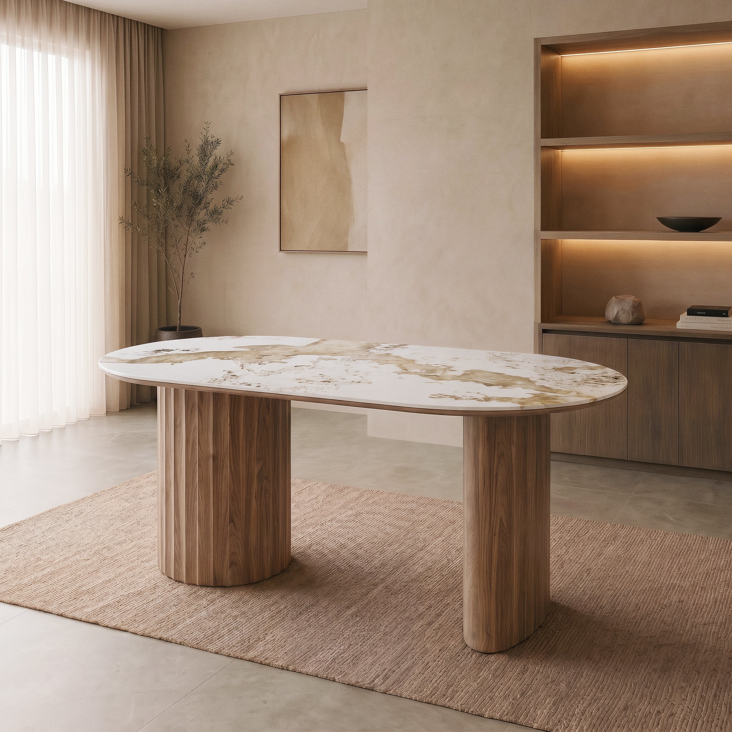 Auro - Eetkamertafel - Keramiek met marmerlook - 180x90x76 cm