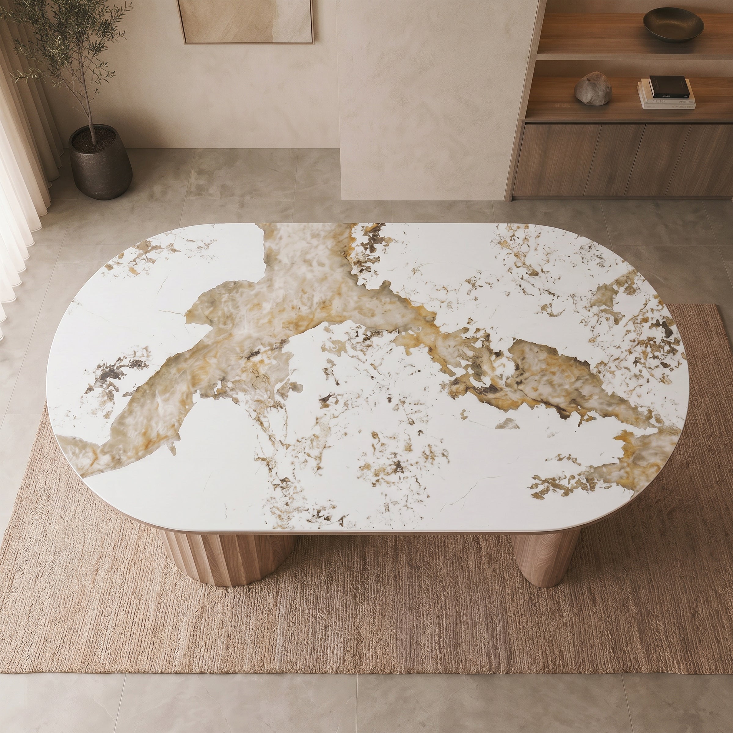 Auro - Eetkamertafel - Keramiek met marmerlook - 180x90x76 cm