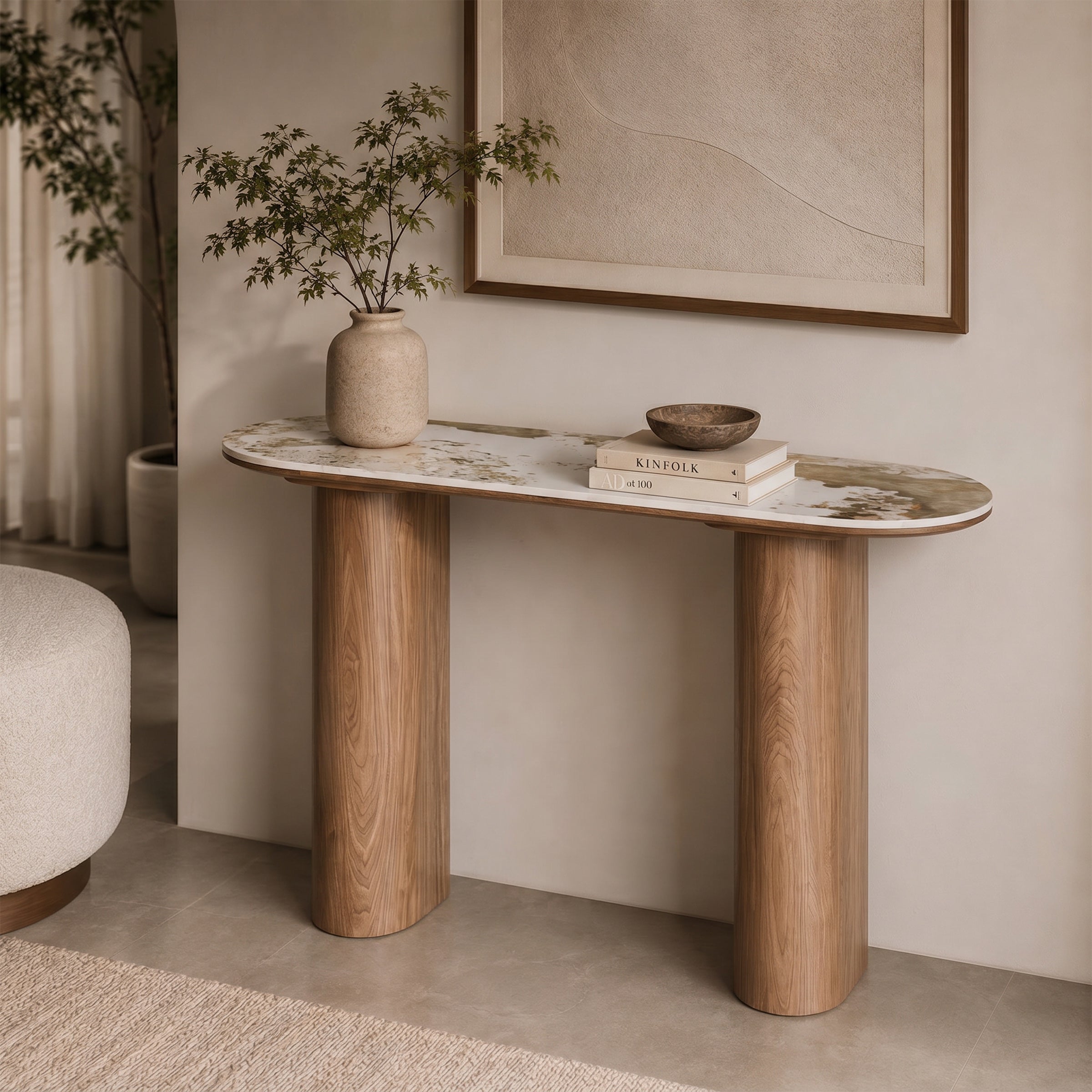 Auro - Sidetable - Keramiek met marmerlook - 120x40x76 cm