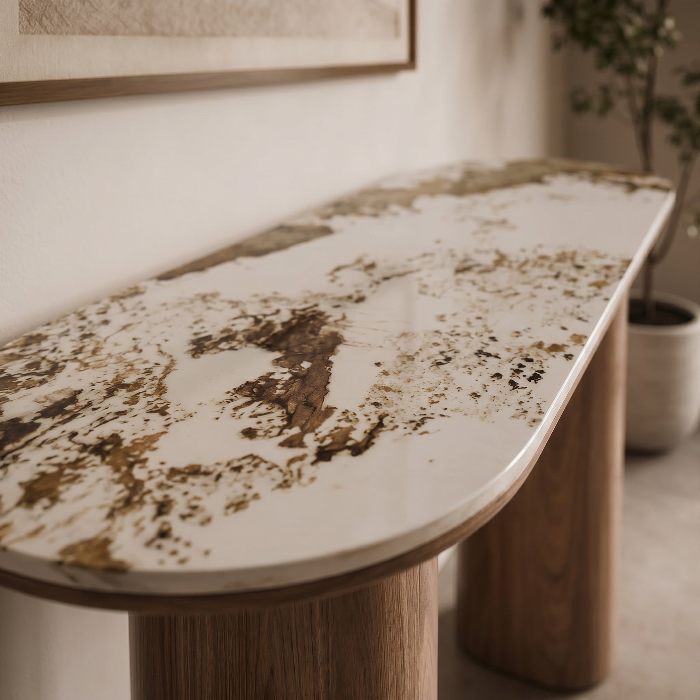 Auro - Sidetable - Keramiek met marmerlook - 120x40x76 cm