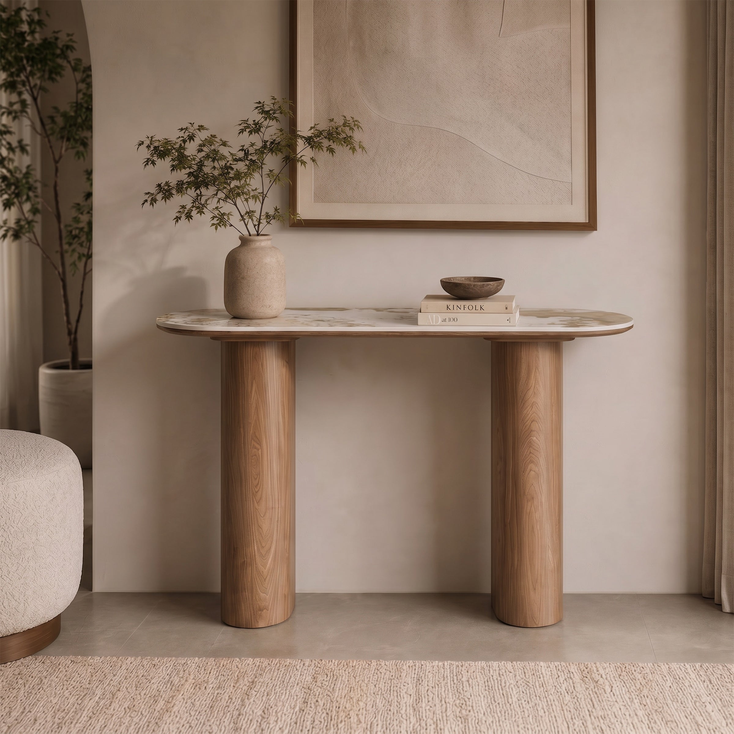 Auro - Sidetable - Keramiek met marmerlook - 120x40x76 cm