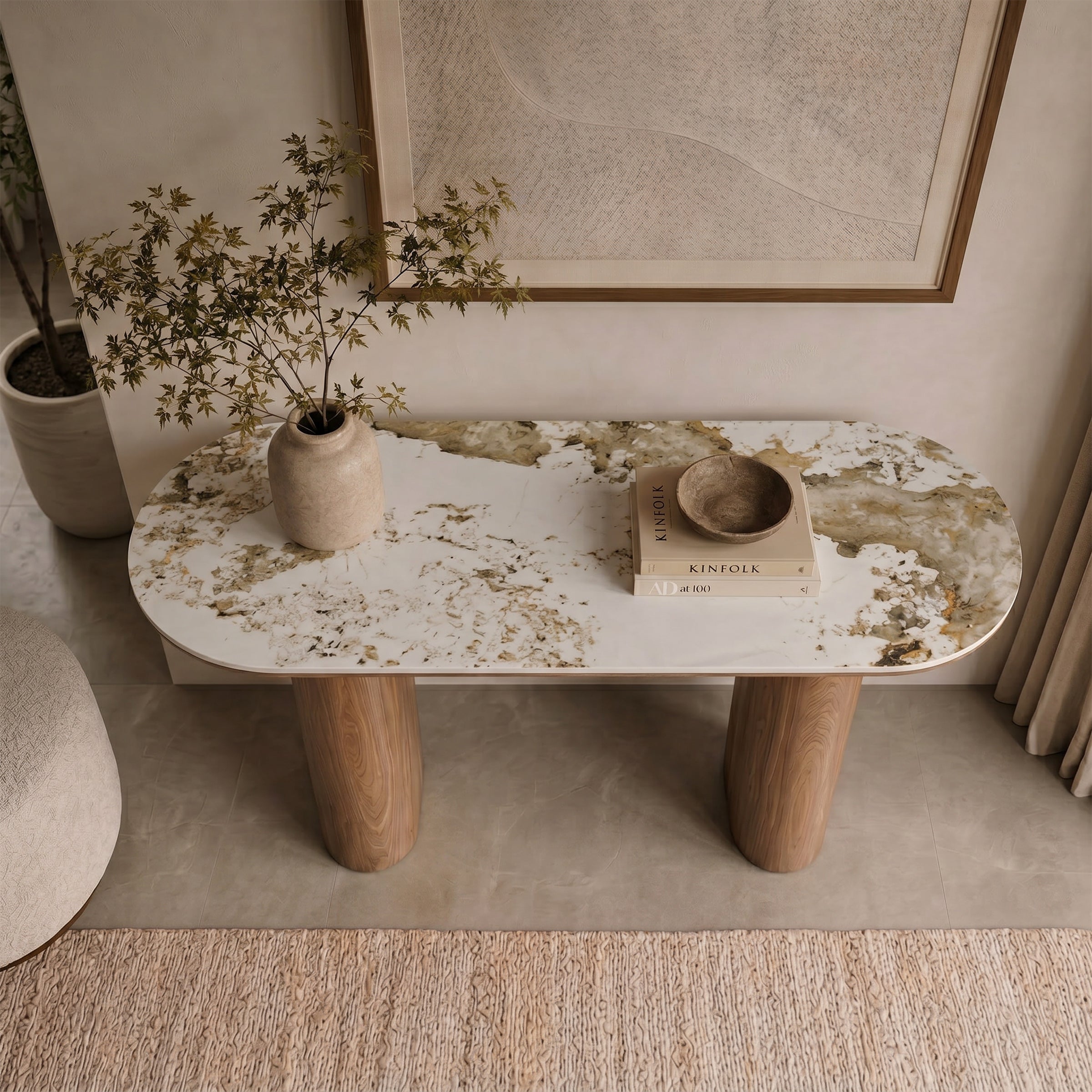 Auro - Sidetable - Keramiek met marmerlook - 120x40x76 cm