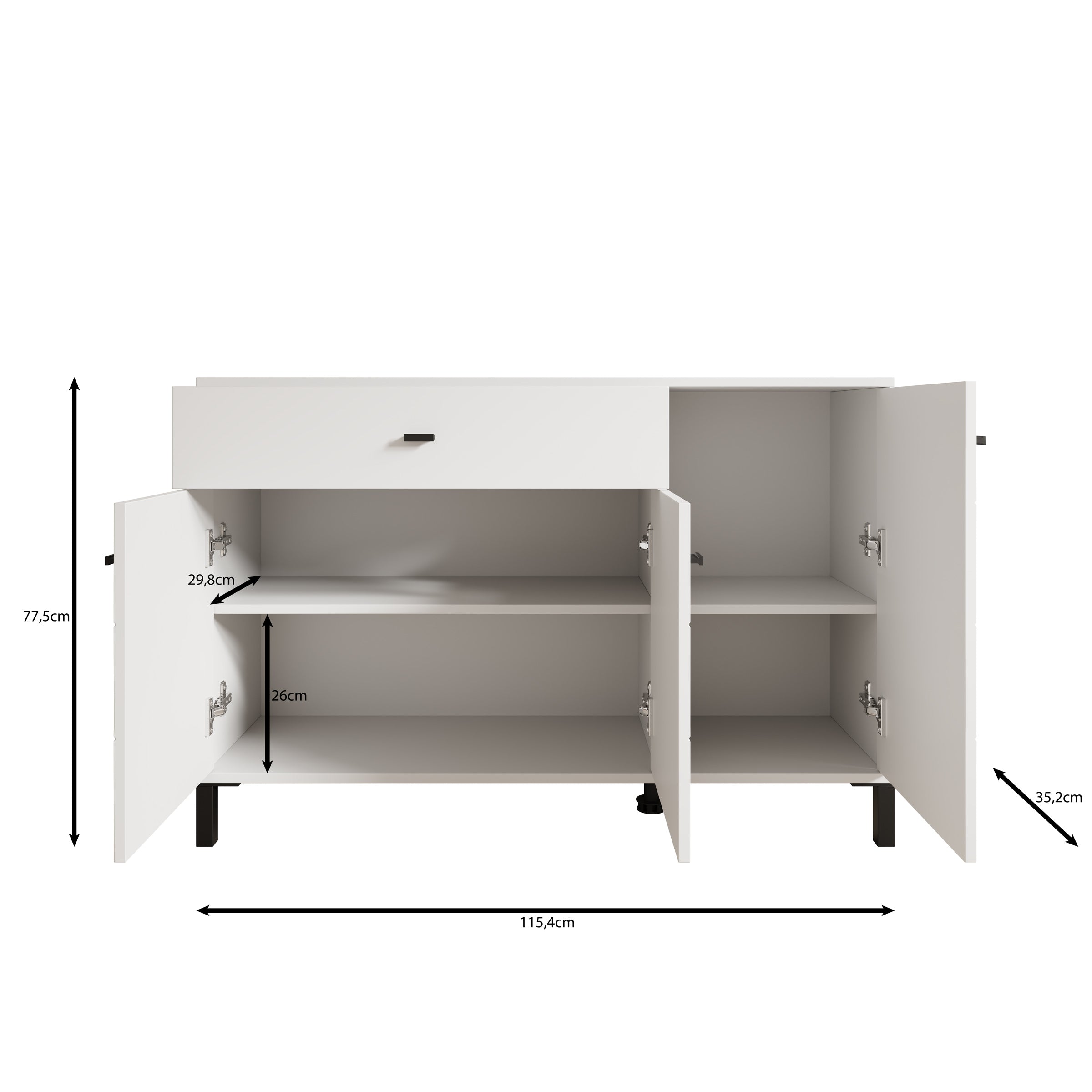 Avellio - Dressoir - Wit - 116x35x78 cm