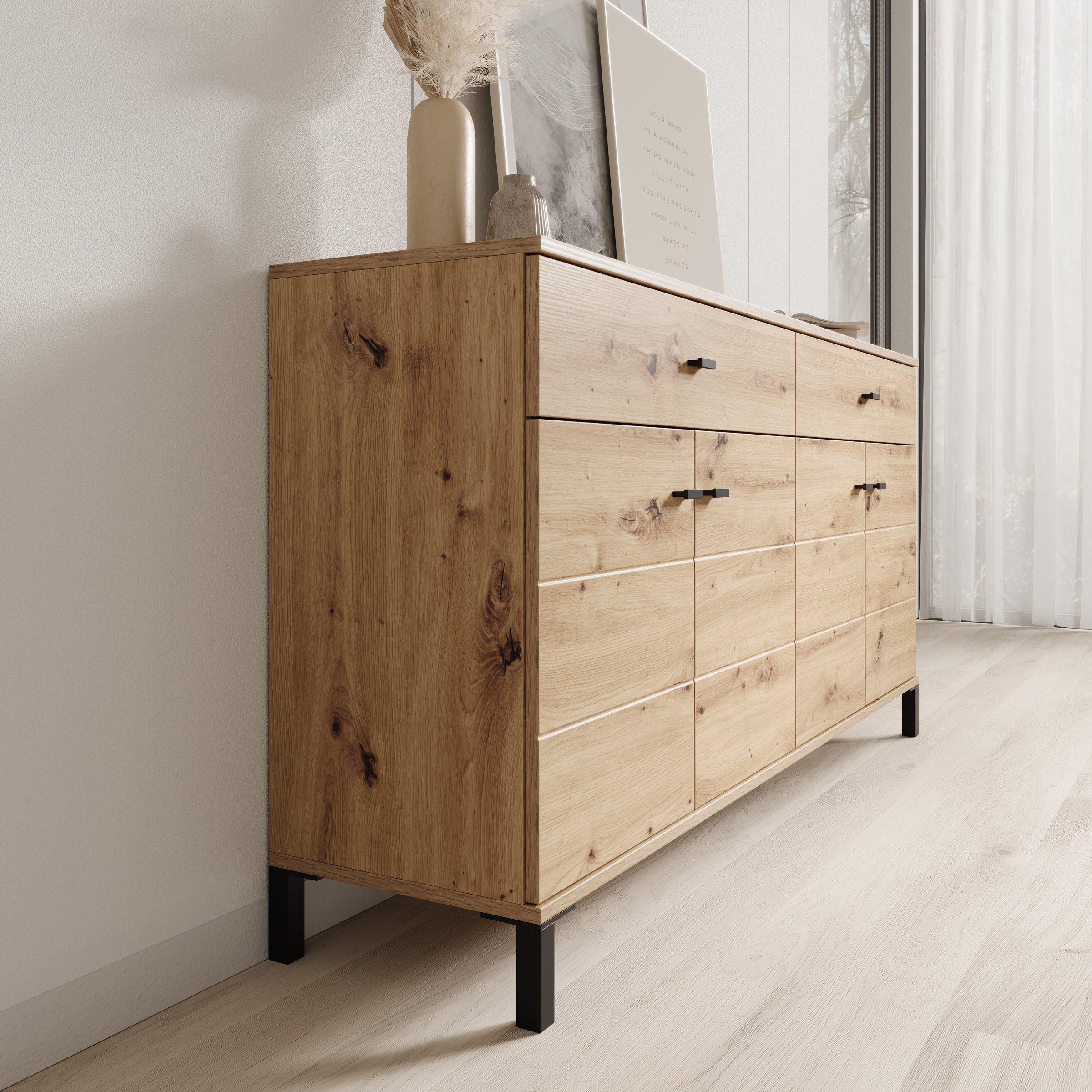 Avellio - Dressoir - Eikenpatroon - 154x35x78 cm