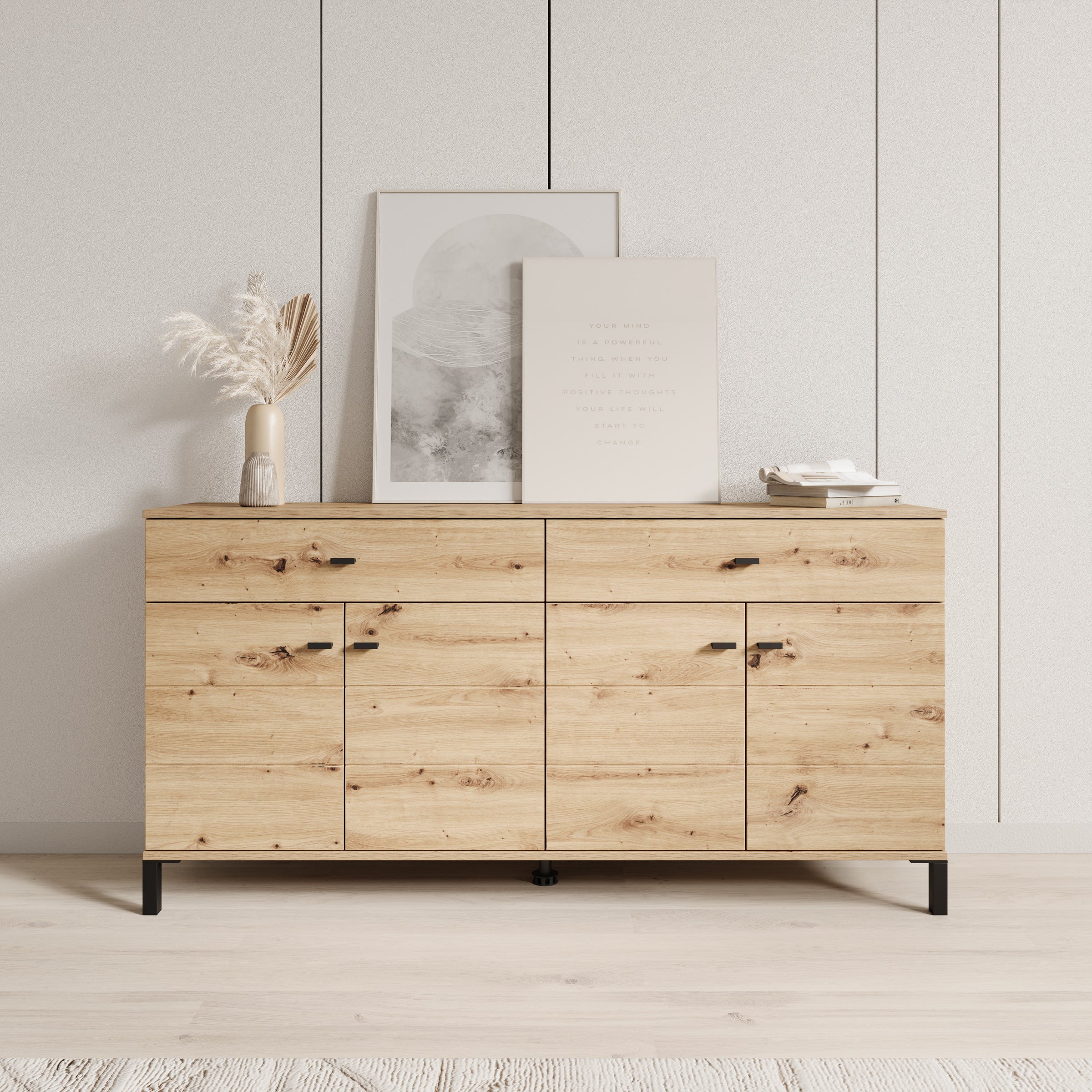 Avellio - Dressoir - Eikenpatroon - 154x35x78 cm