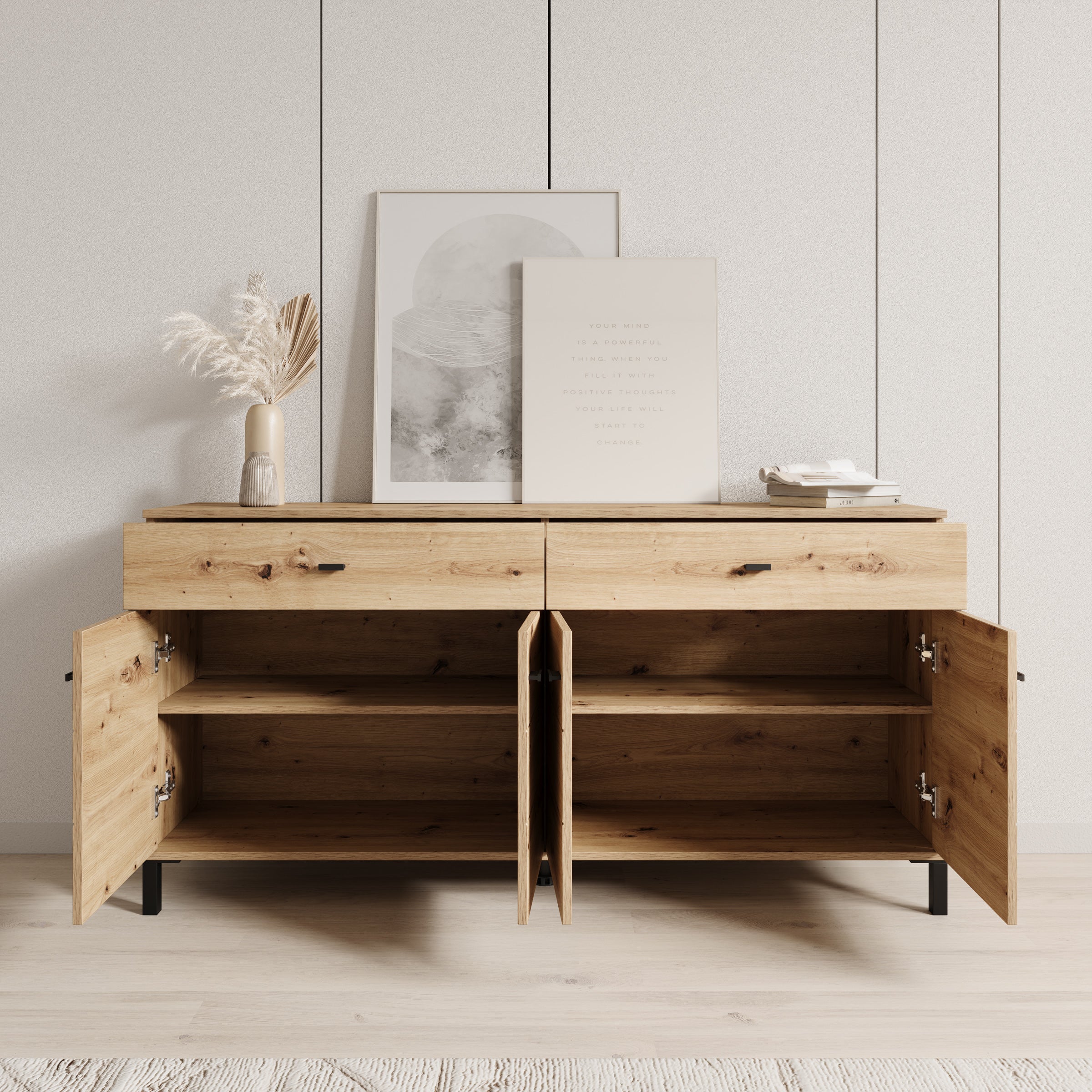 Avellio - Dressoir - Eikenpatroon - 154x35x78 cm