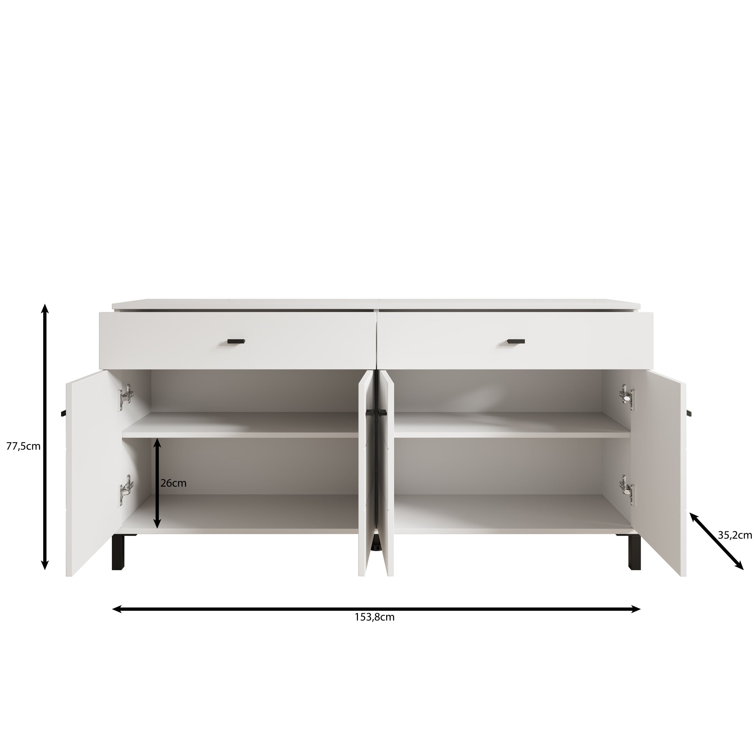 Avellio - Dressoir - Wit - 154x35x78 cm