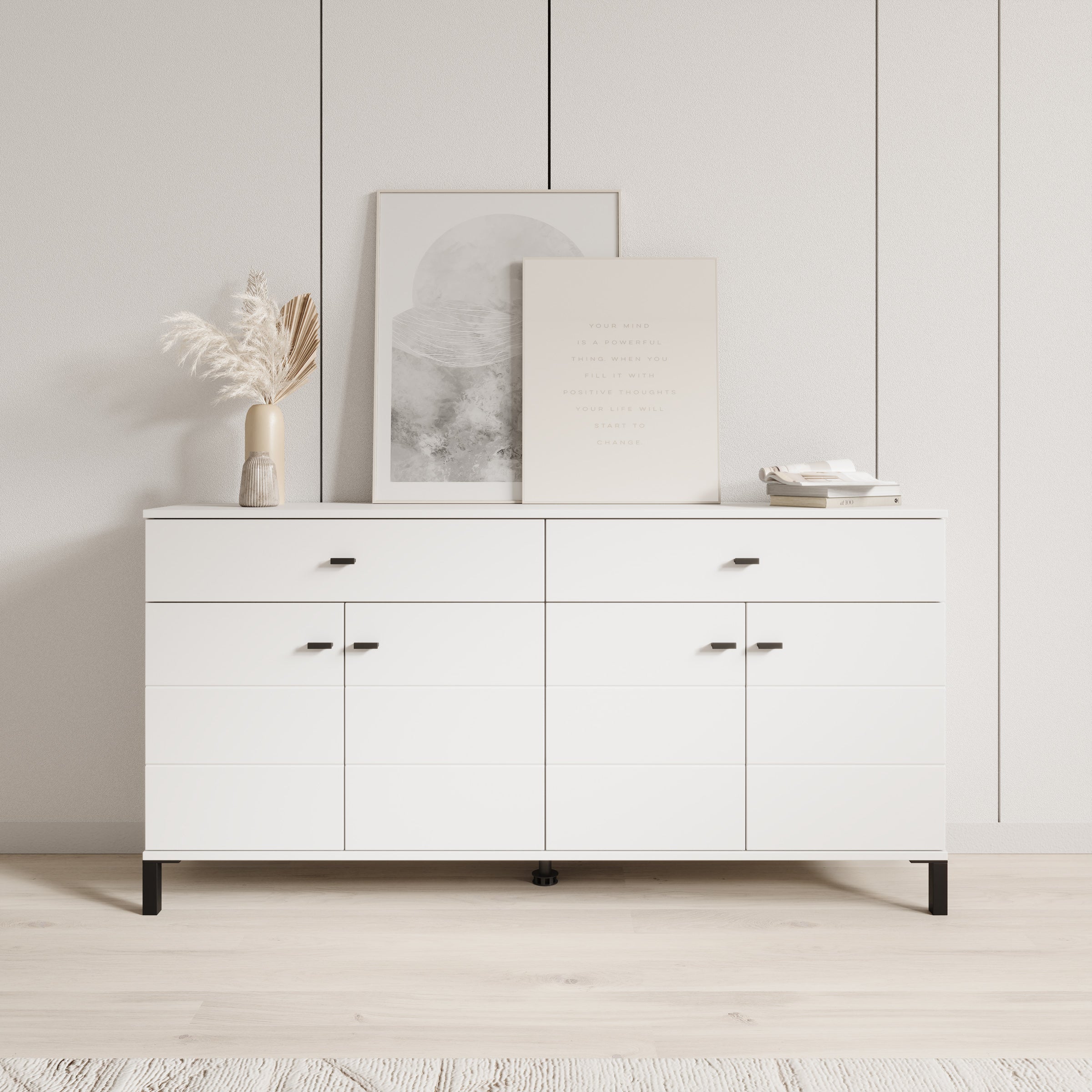 Avellio - Dressoir - Wit - 154x35x78 cm