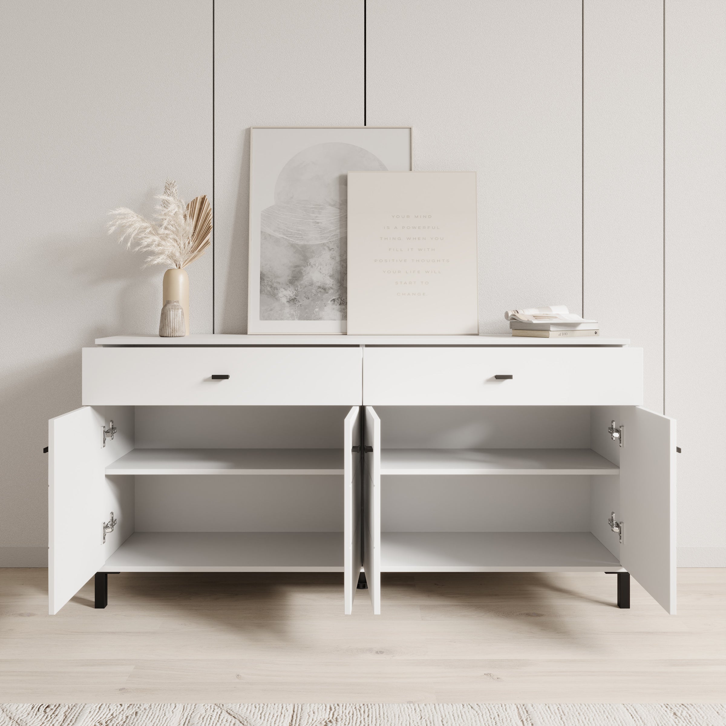 Avellio - Dressoir - Wit - 154x35x78 cm
