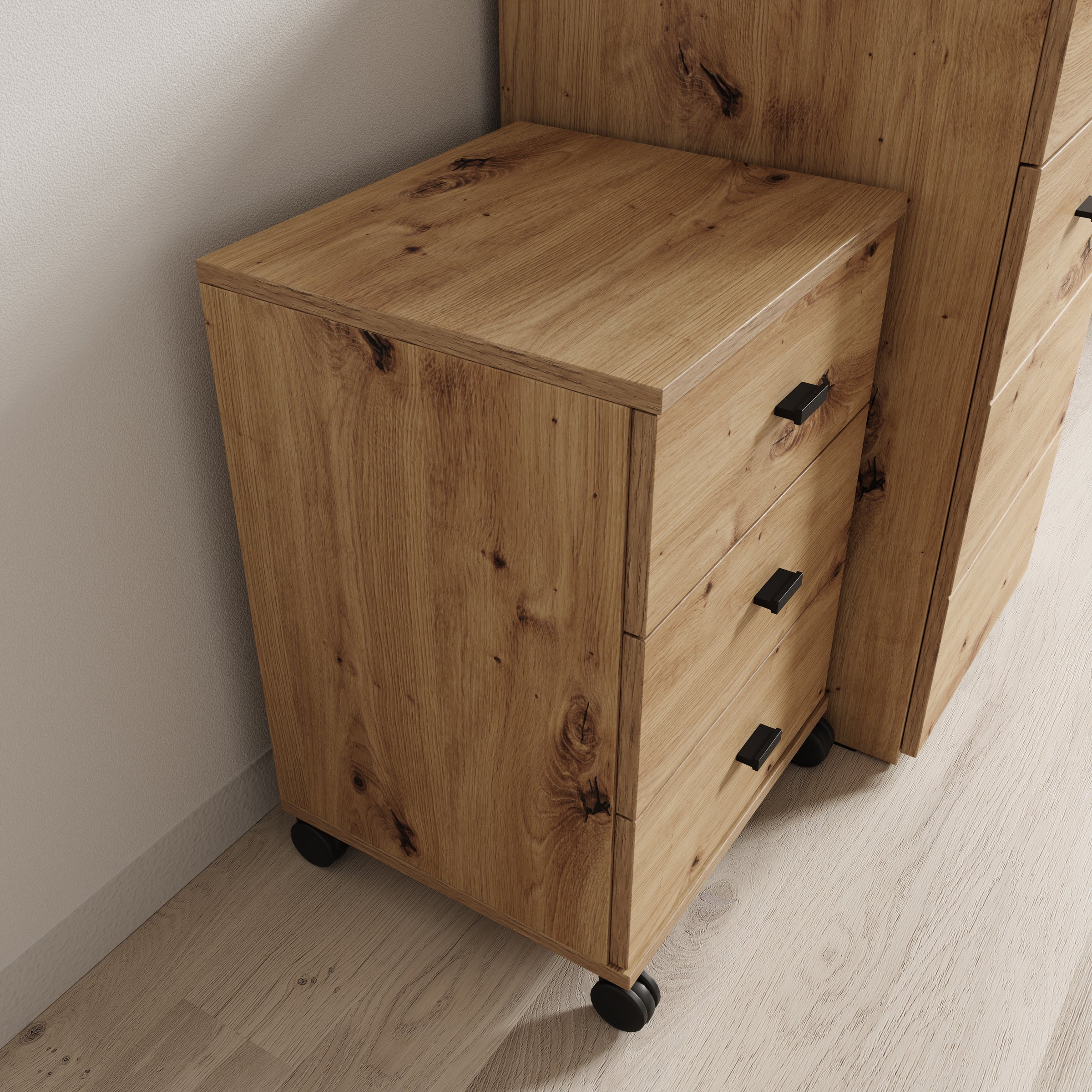 Avellio - Ladekast met 3 lades - Eikenpatroon - 39x35x57 cm