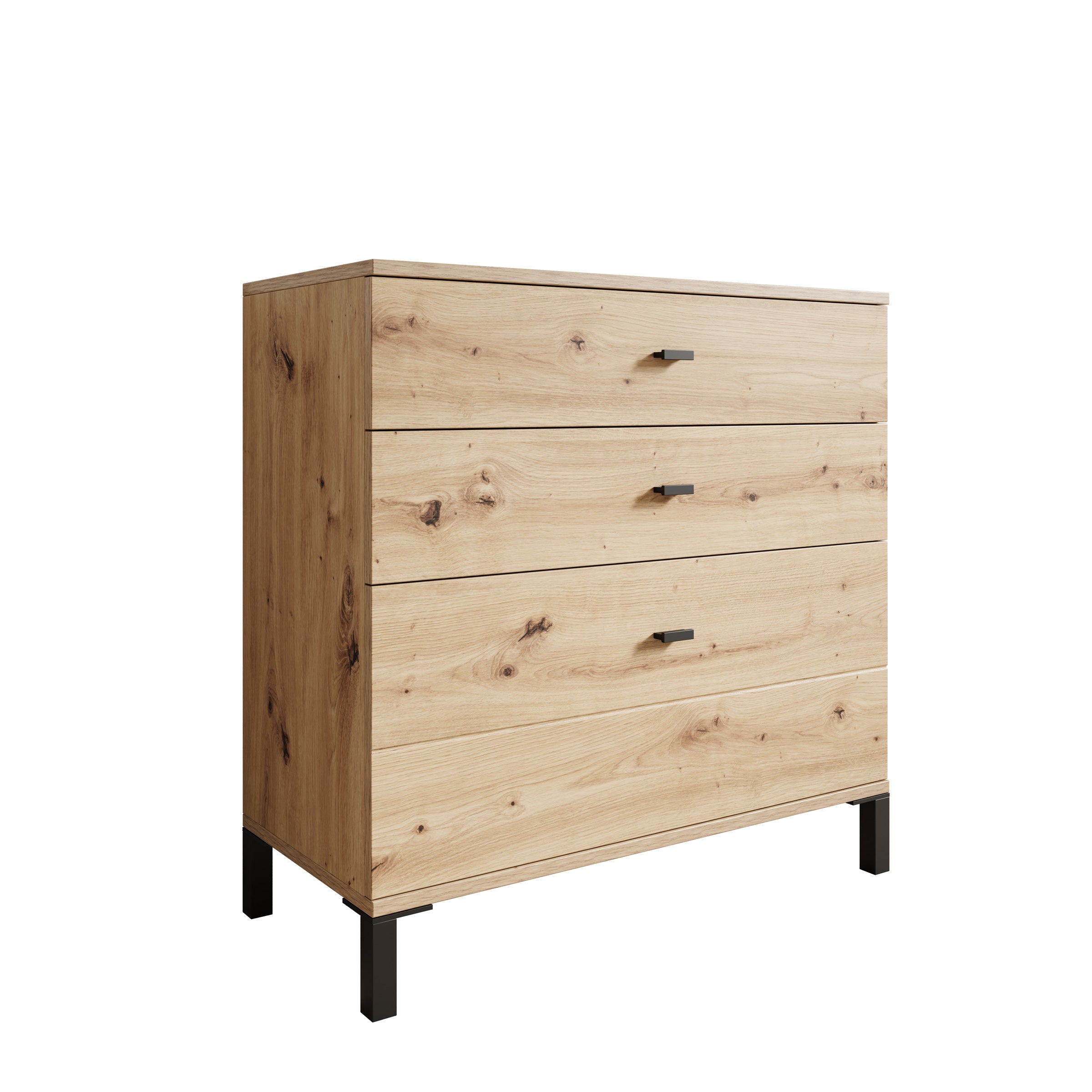Avellio - Ladekast met 3 lades - Eikenpatroon - 77x35x78 cm