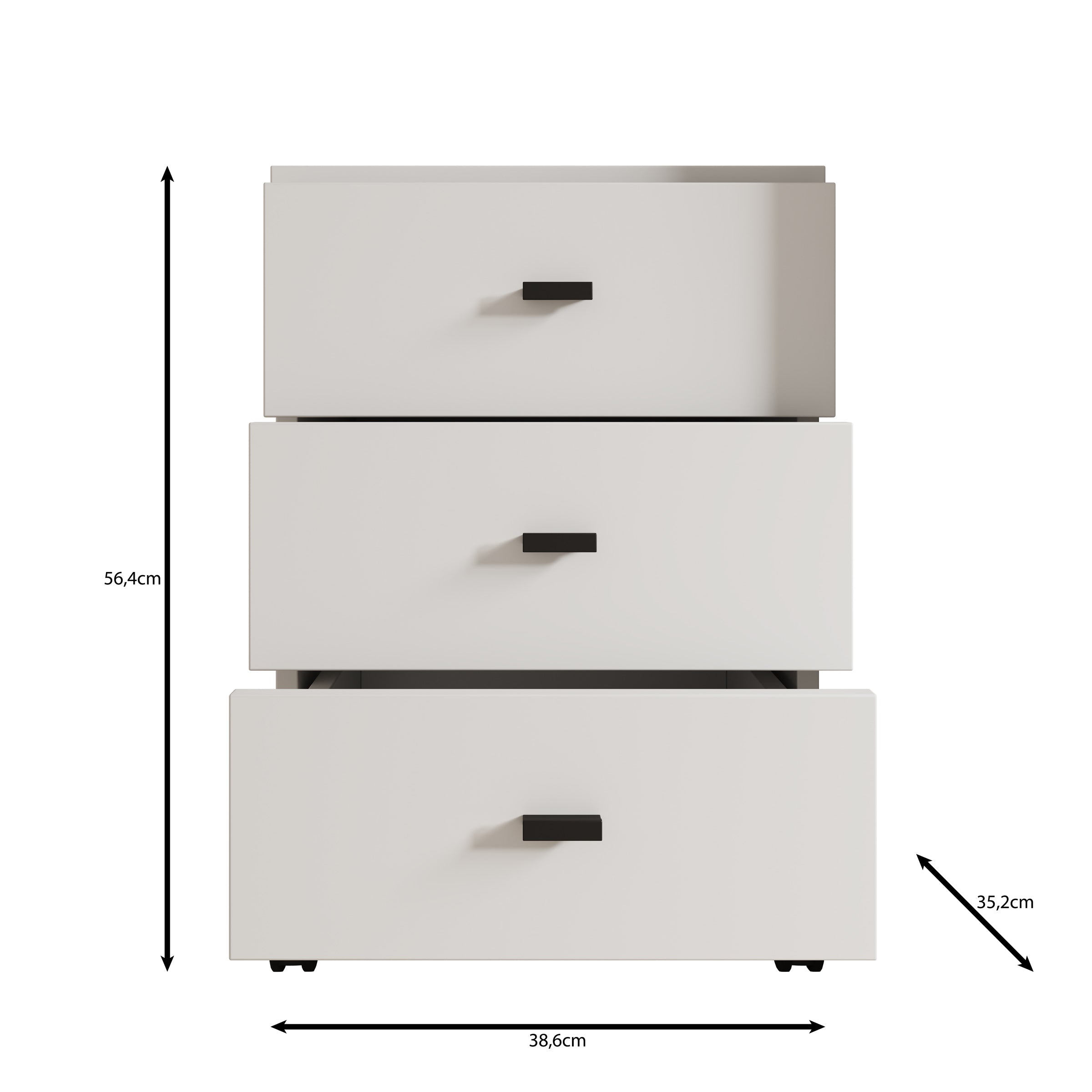 Avellio - Ladekast met 3 lades - Wit - 39x35x57 cm