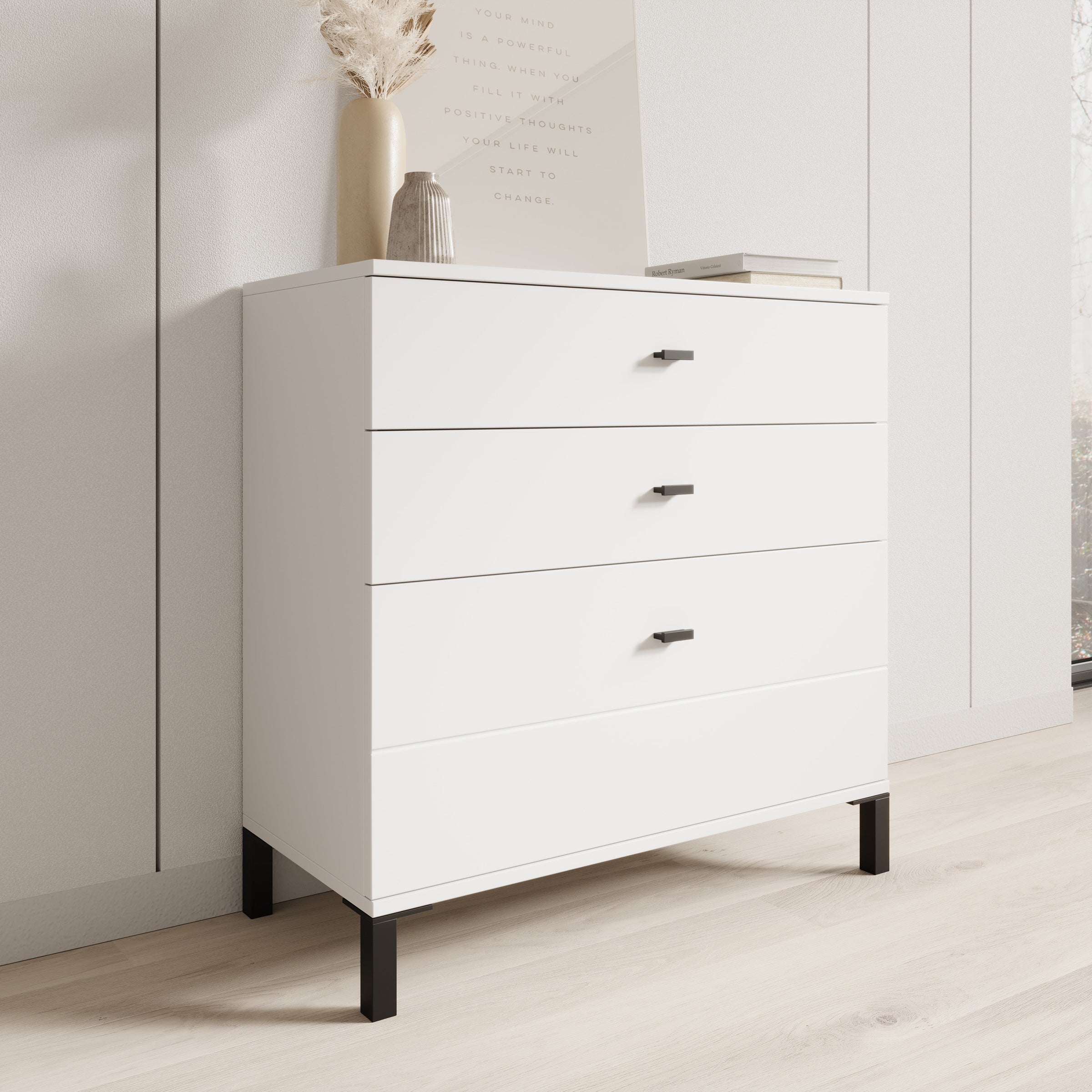 Avellio - Ladekast met 3 lades - Wit - 77x35x78 cm