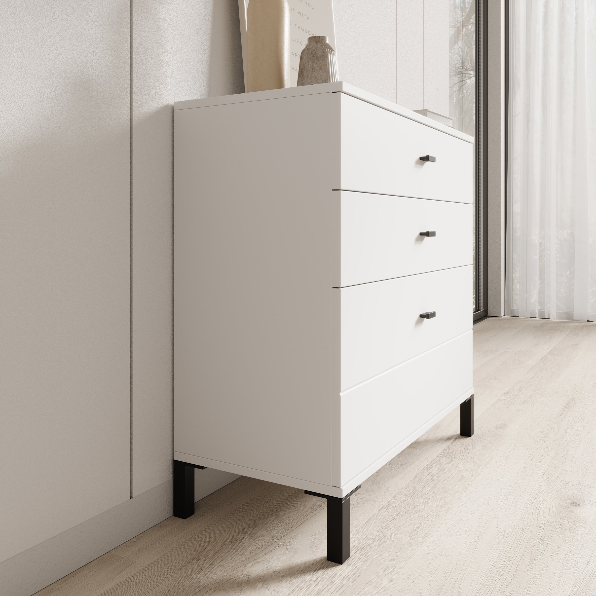 Avellio - Ladekast met 3 lades - Wit - 77x35x78 cm