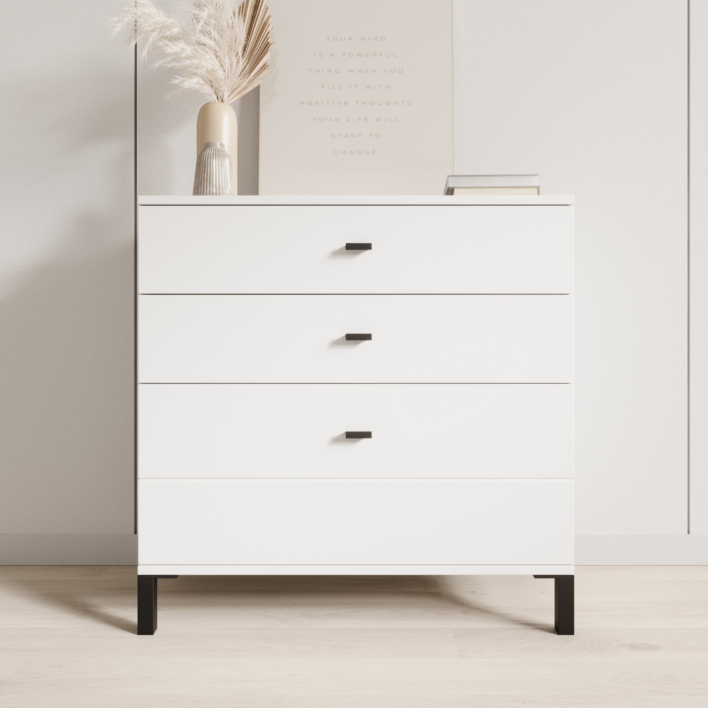 Avellio - Ladekast met 3 lades - Wit - 77x35x78 cm