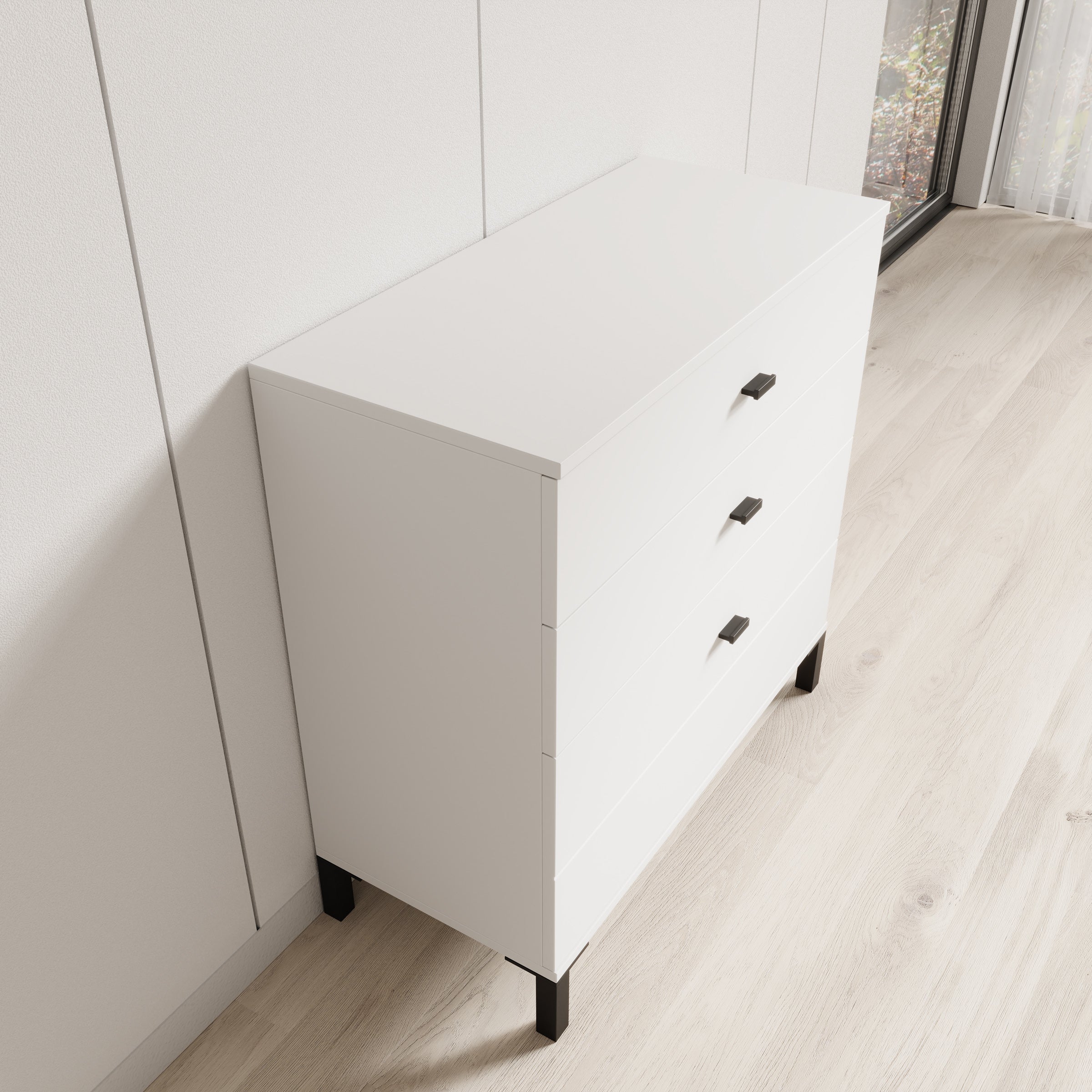 Avellio - Ladekast met 3 lades - Wit - 77x35x78 cm