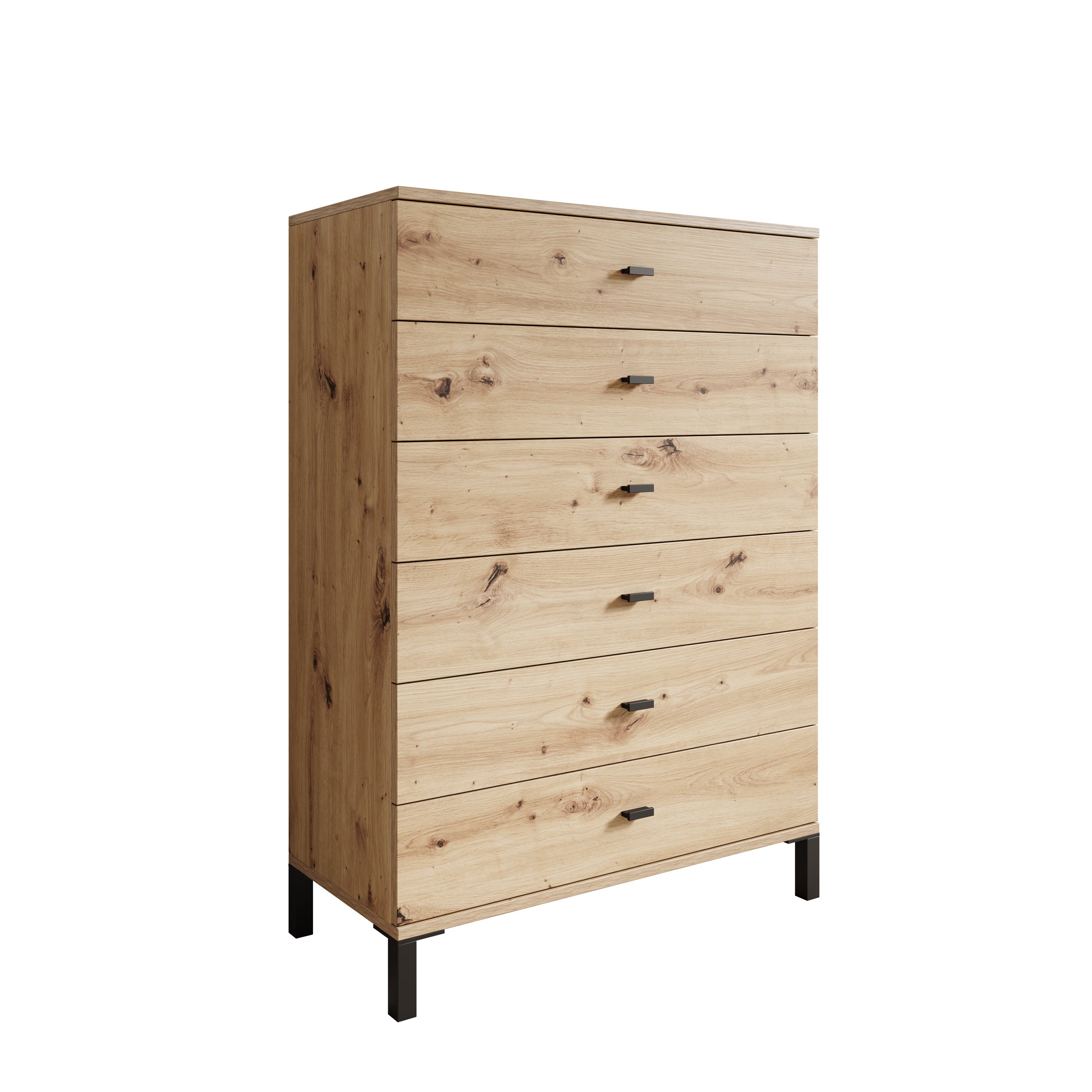 Avellio - Ladekast met 6 lades - Eikenpatroon - 77x35x110 cm