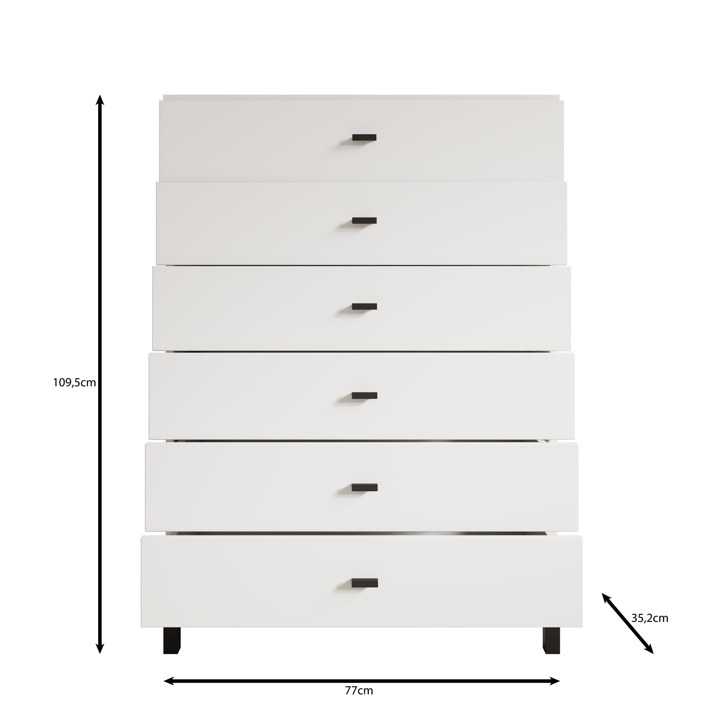Avellio - Ladekast met 6 lades - Eikenpatroon - 77x35x110 cm