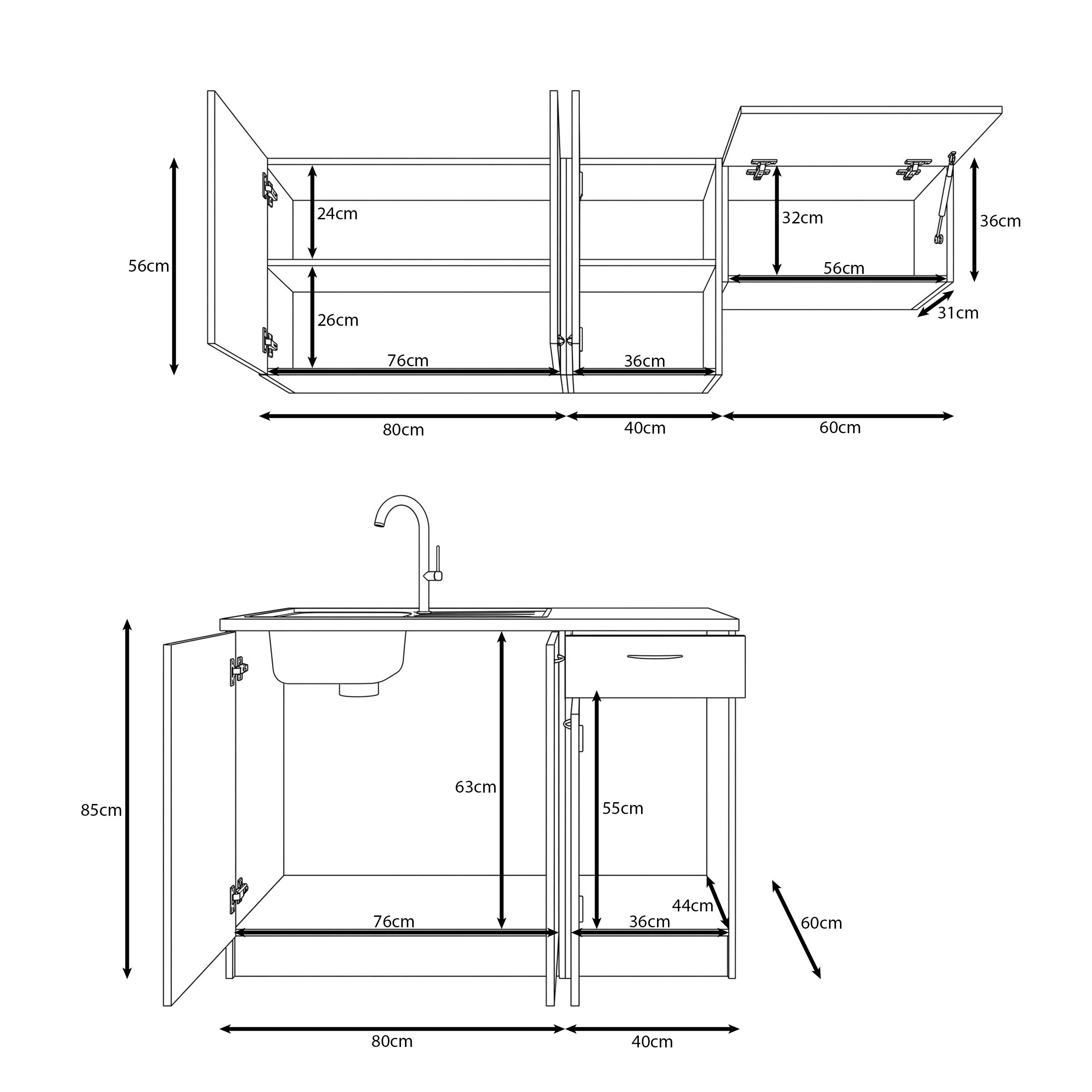 Avenor - Keuken - Beige - 180x60x85 cm