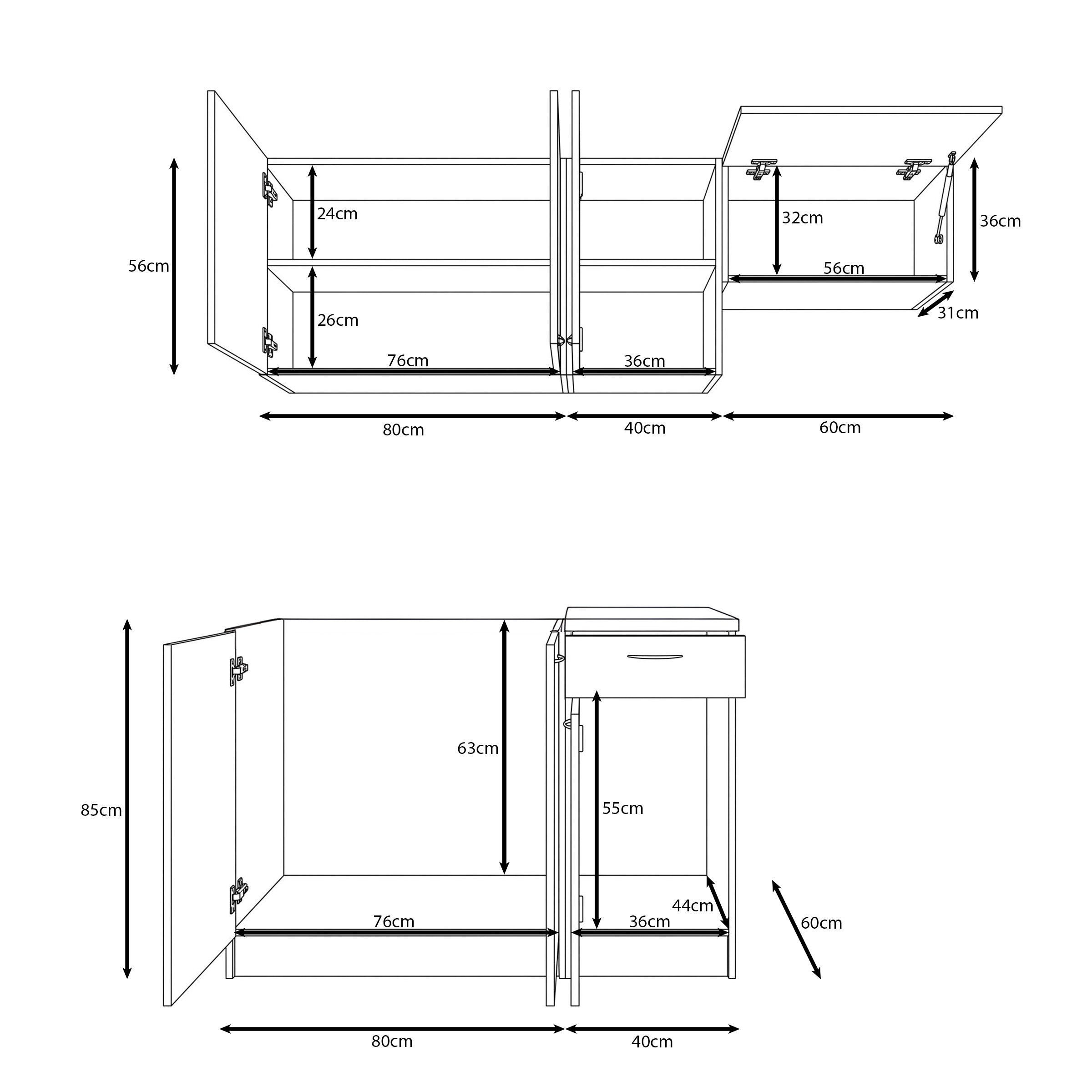 Avenor - Keuken - Beige - 180x60x85 cm