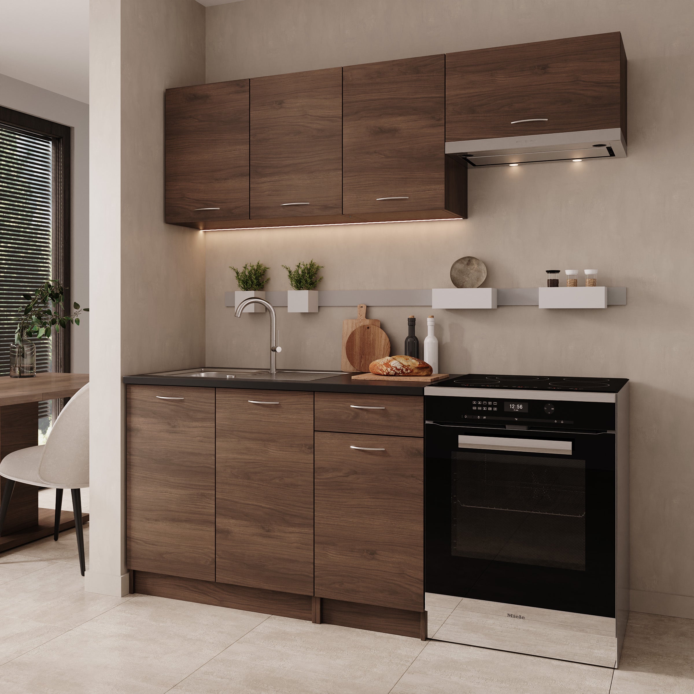 Avenor - Keuken - Walnootpatroon - 180x60x85 cm