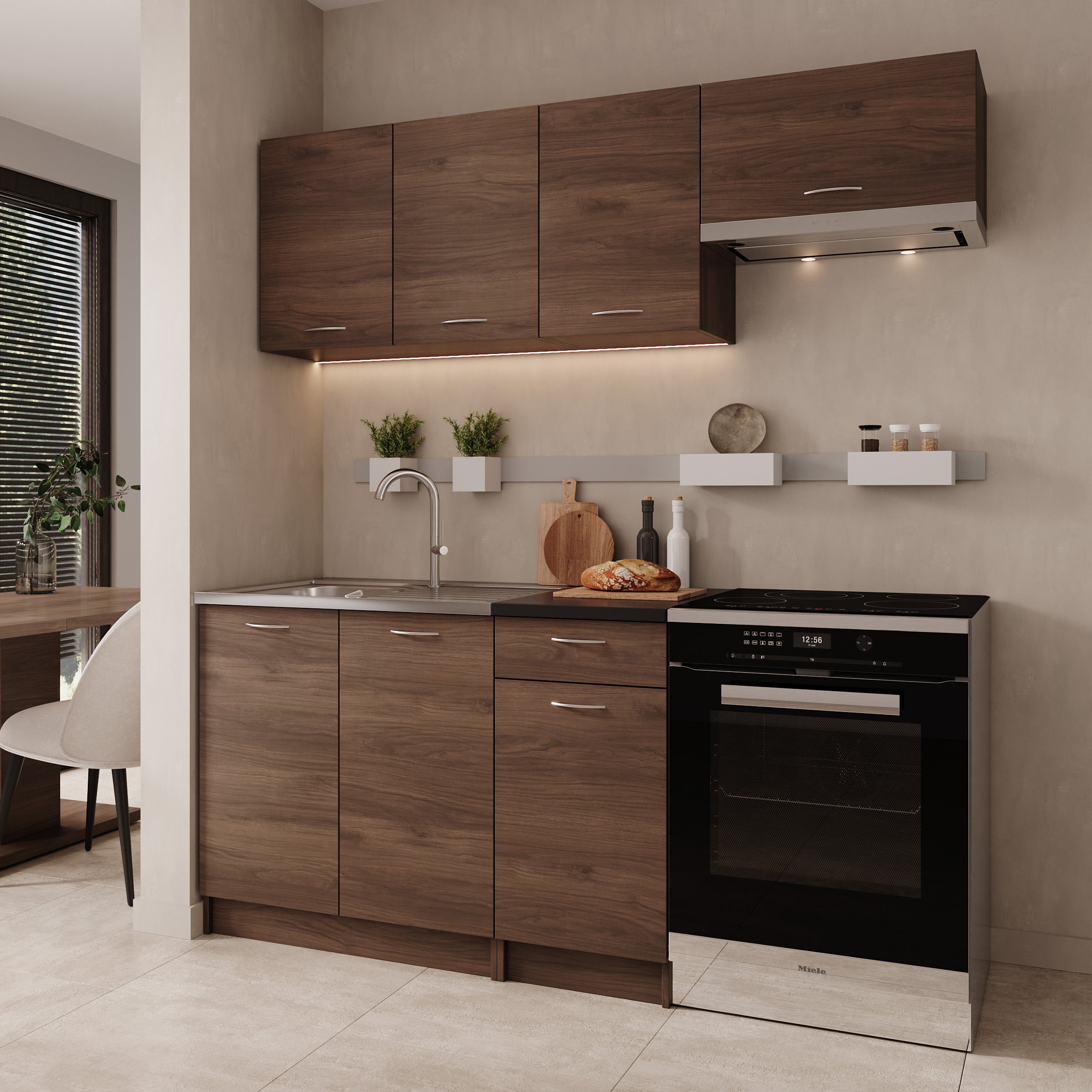 Avenor - Keuken - Walnootpatroon - 180x60x85 cm