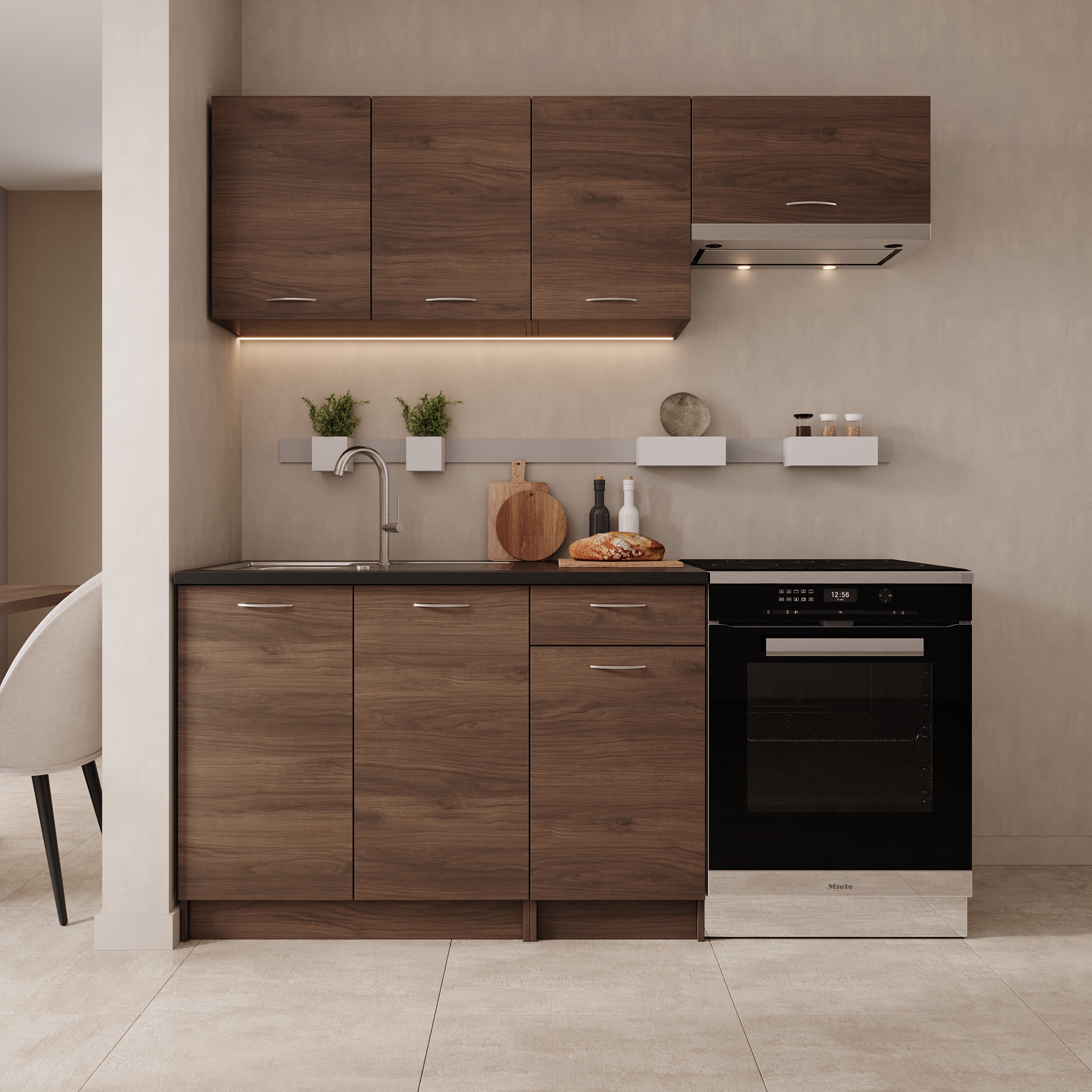 Avenor - Keuken - Walnootpatroon - 180x60x85 cm