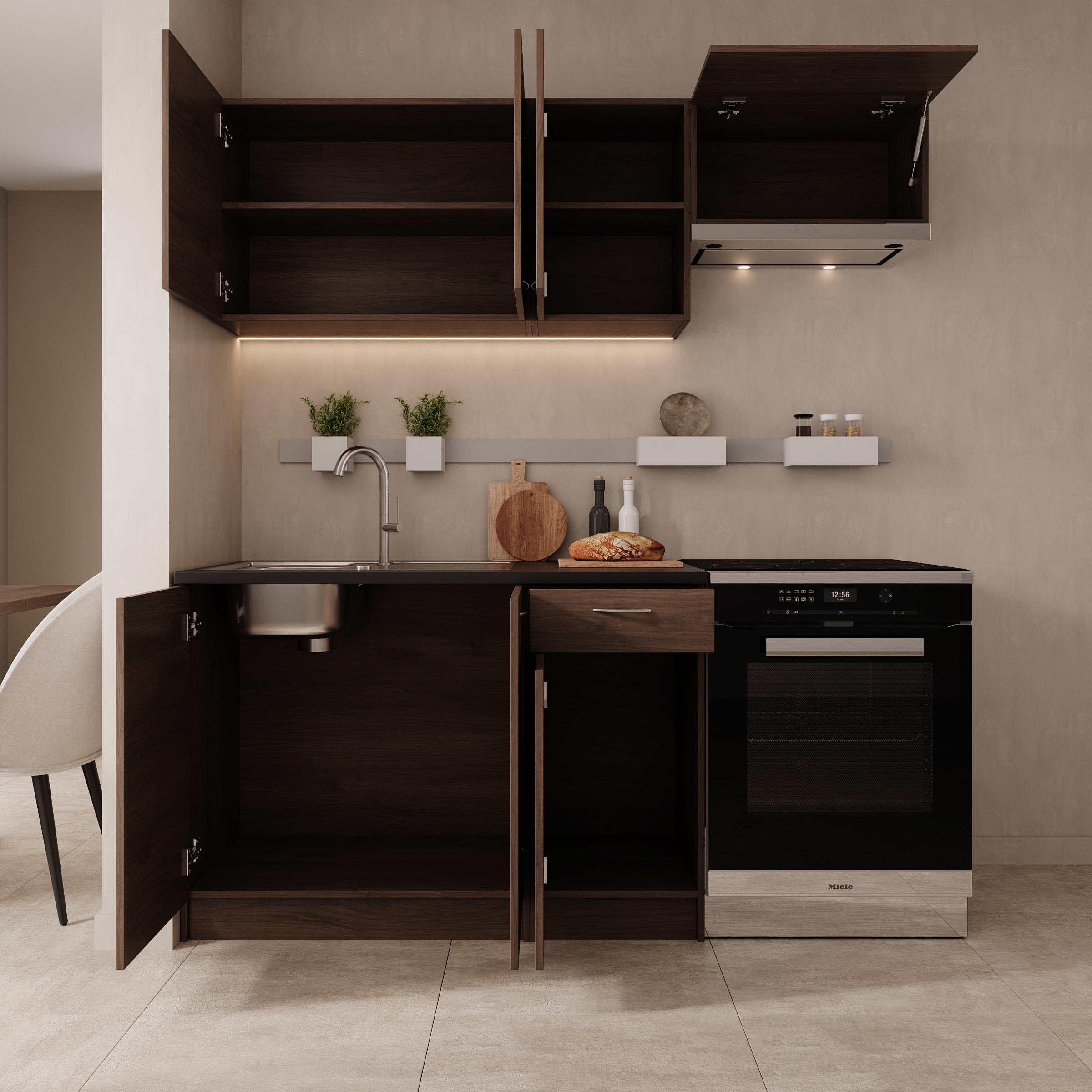 Avenor - Keuken - Walnootpatroon - 180x60x85 cm