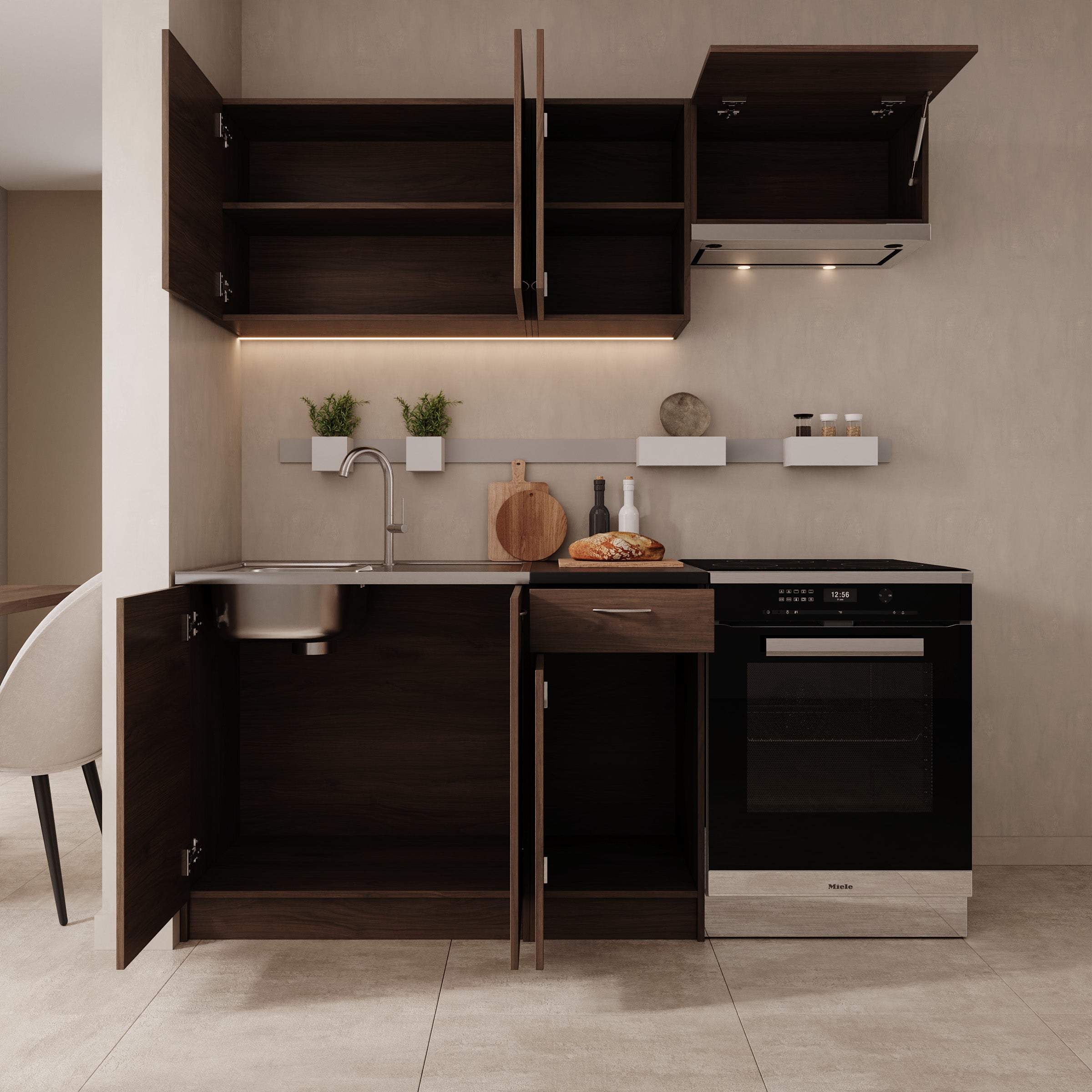 Avenor - Keuken - Walnootpatroon - 180x60x85 cm