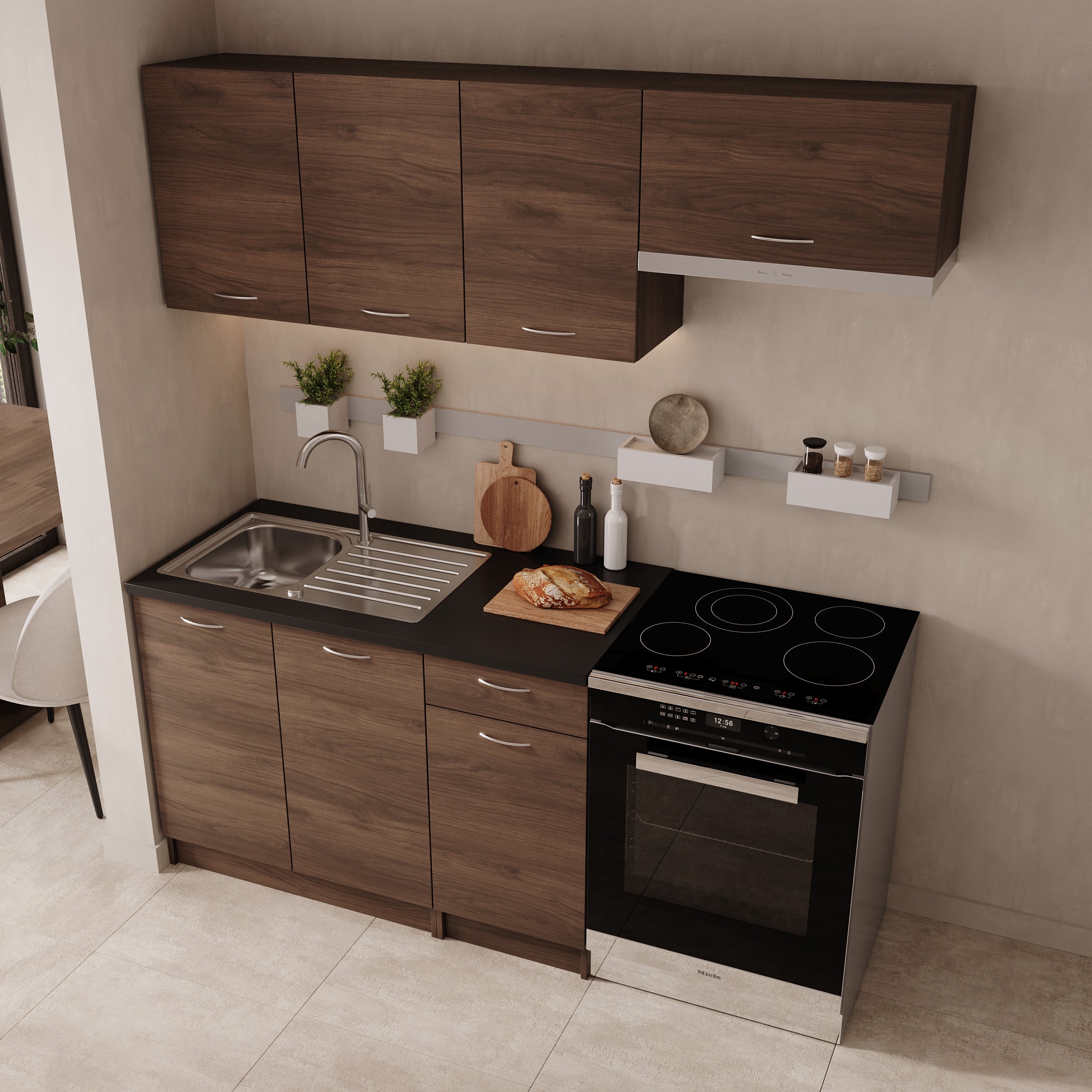 Avenor - Keuken - Walnootpatroon - 180x60x85 cm