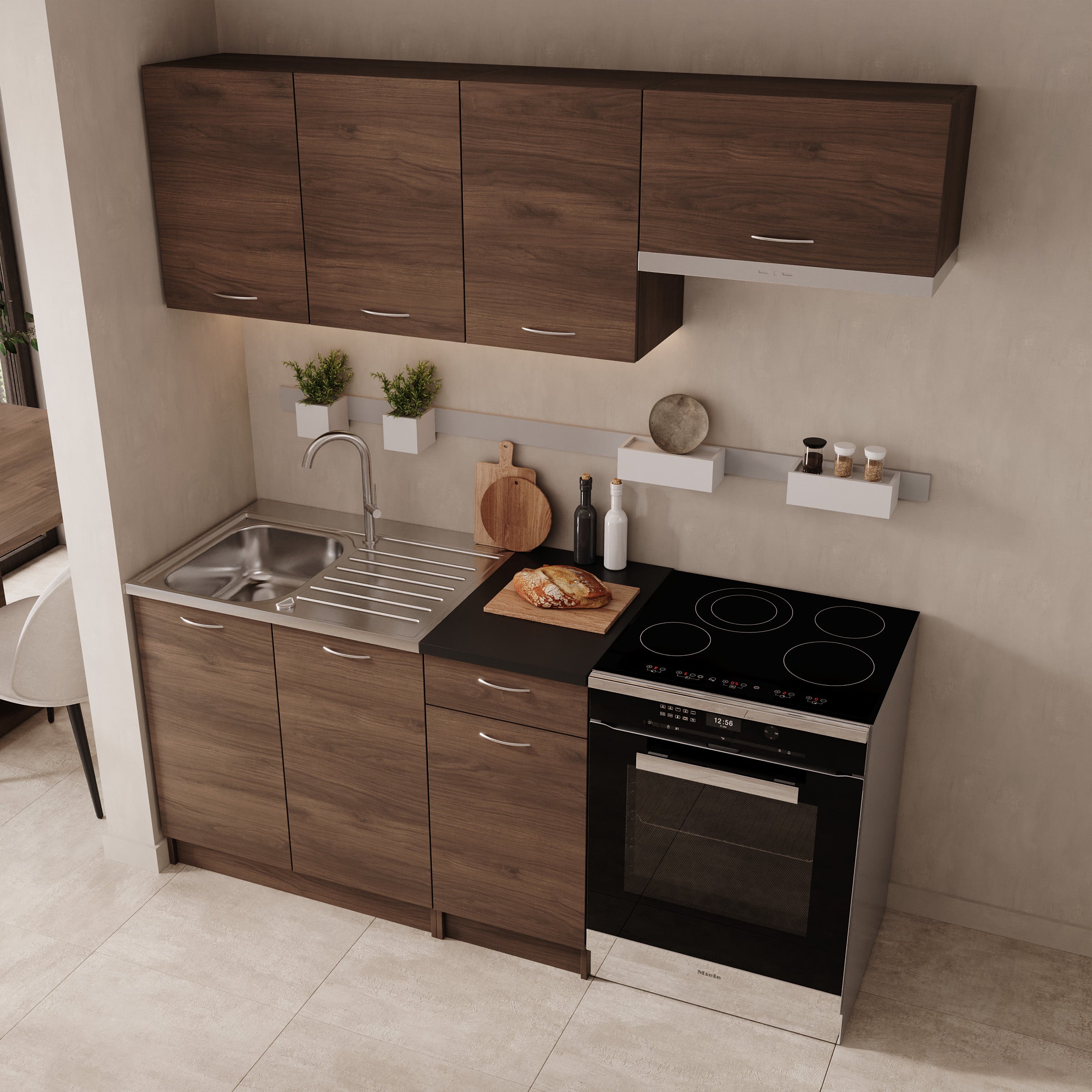 Avenor - Keuken - Walnootpatroon - 180x60x85 cm