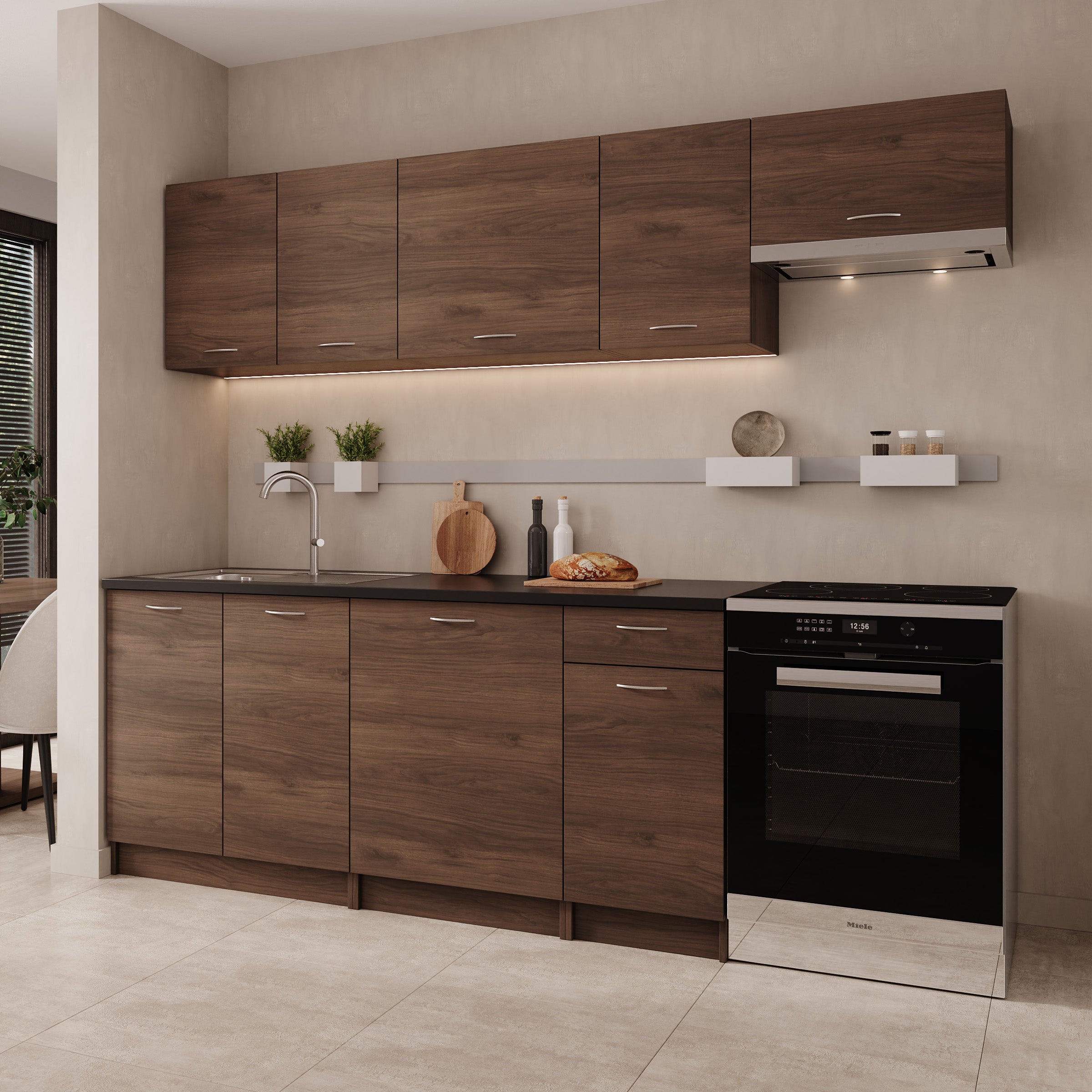 Avenor - Keuken - Walnootpatroon - 240x60x85 cm
