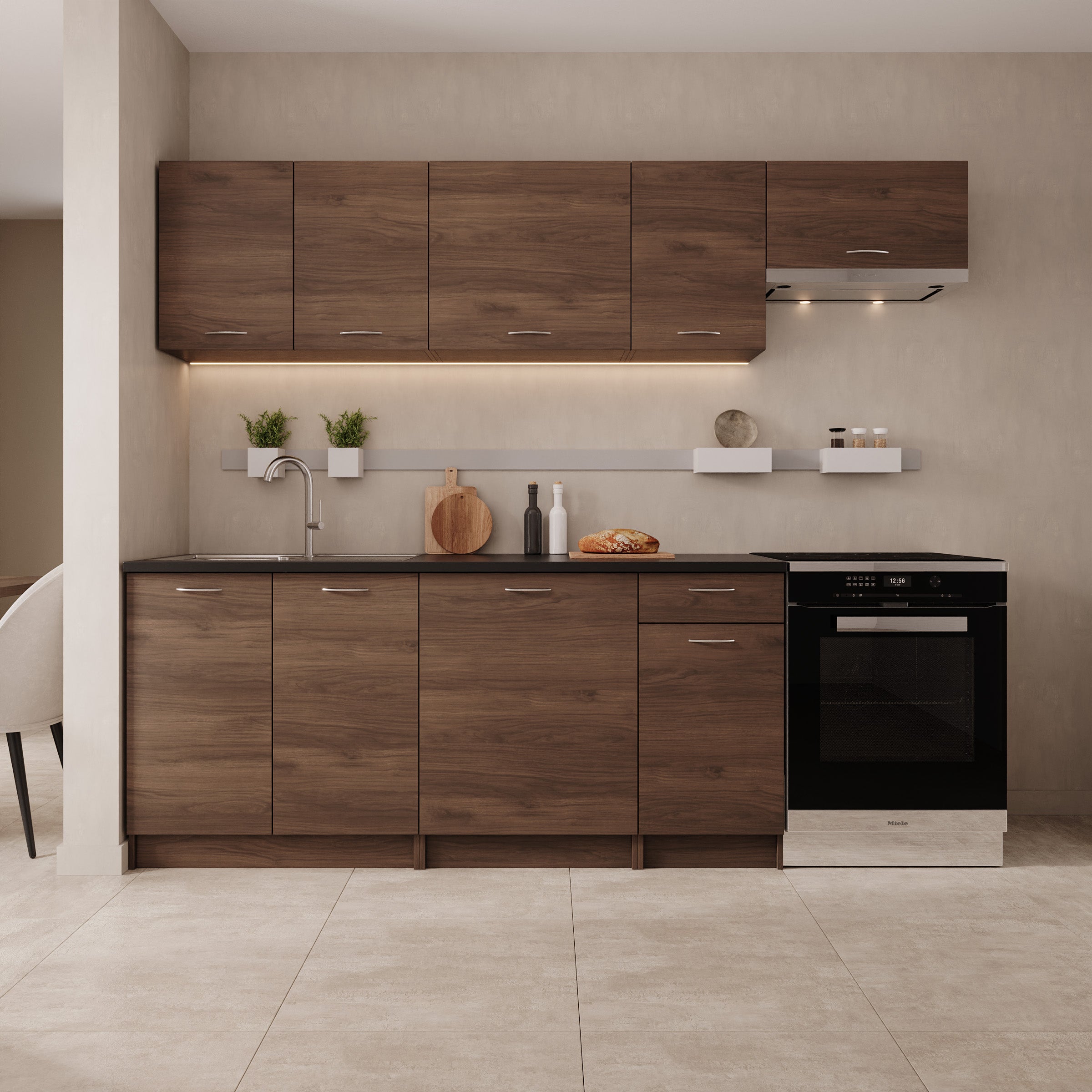 Avenor - Keuken - Walnootpatroon - 240x60x85 cm