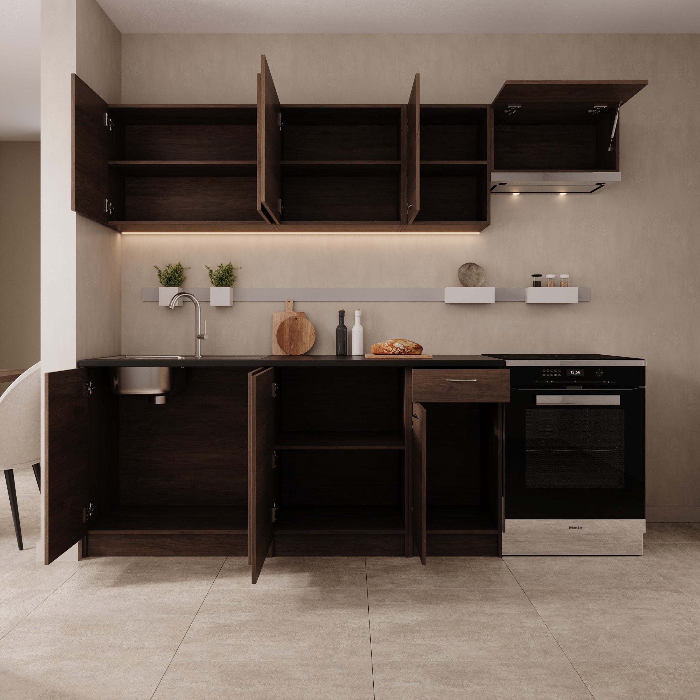 Avenor - Keuken - Walnootpatroon - 240x60x85 cm
