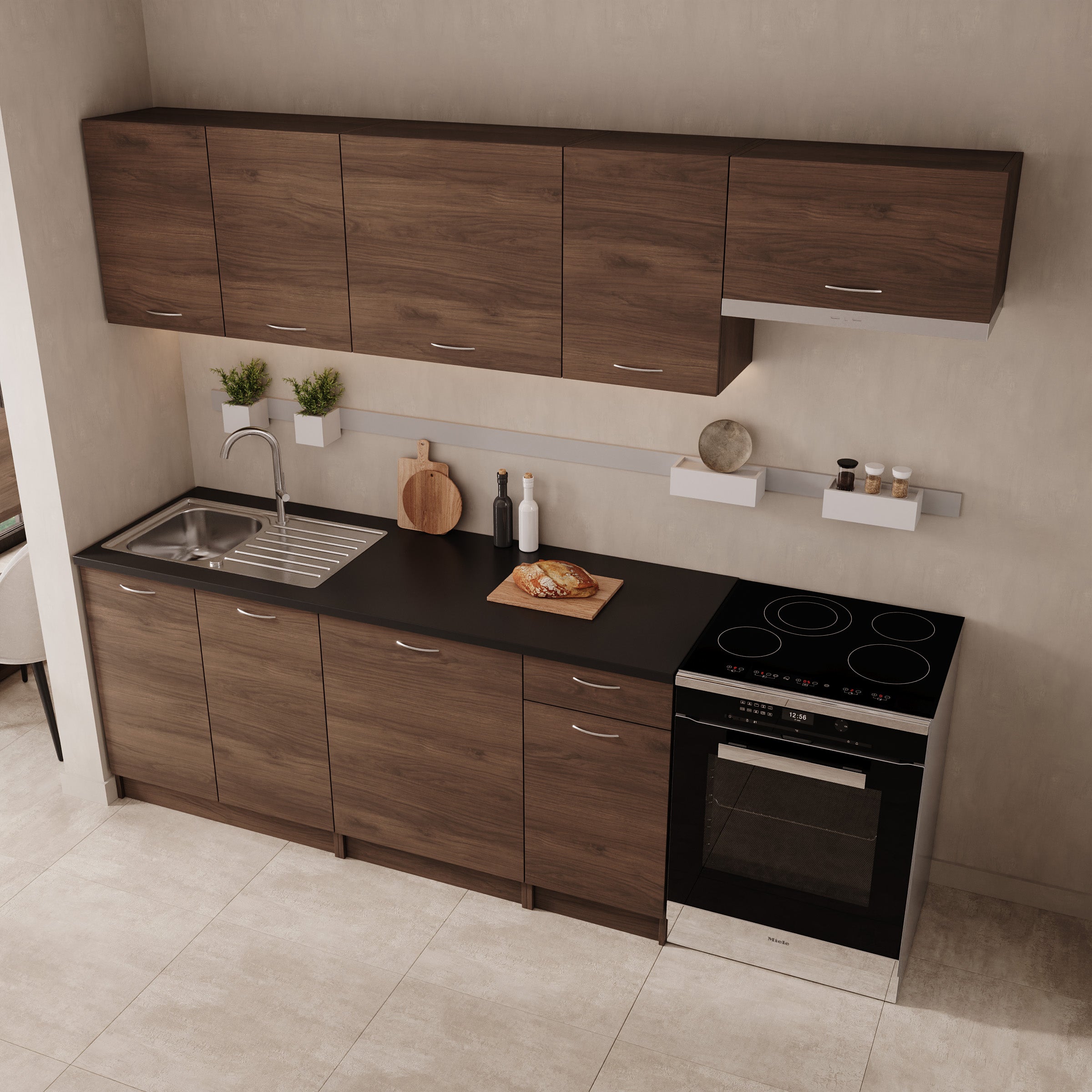 Avenor - Keuken - Walnootpatroon - 240x60x85 cm