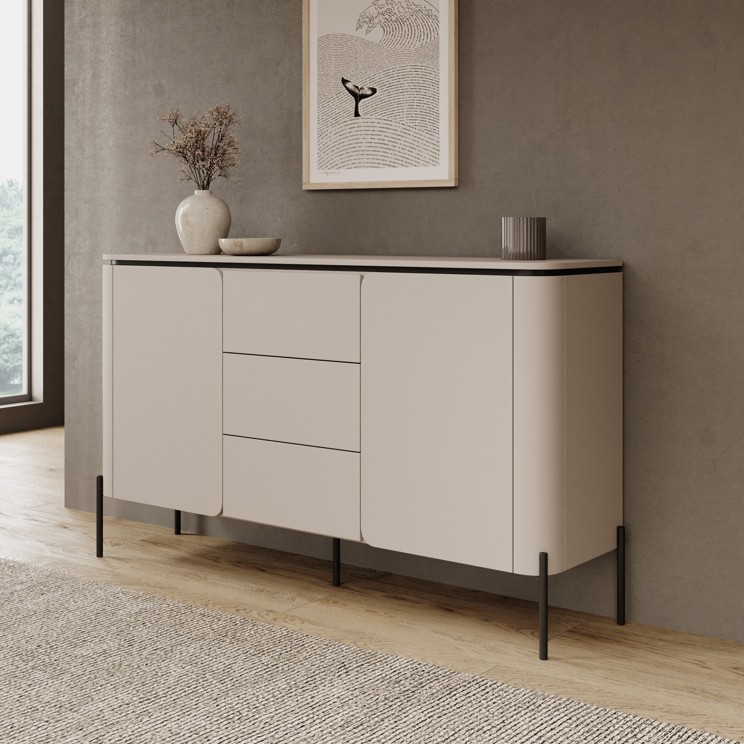 Avero - Dressoir - Beige - 163x40x94 cm