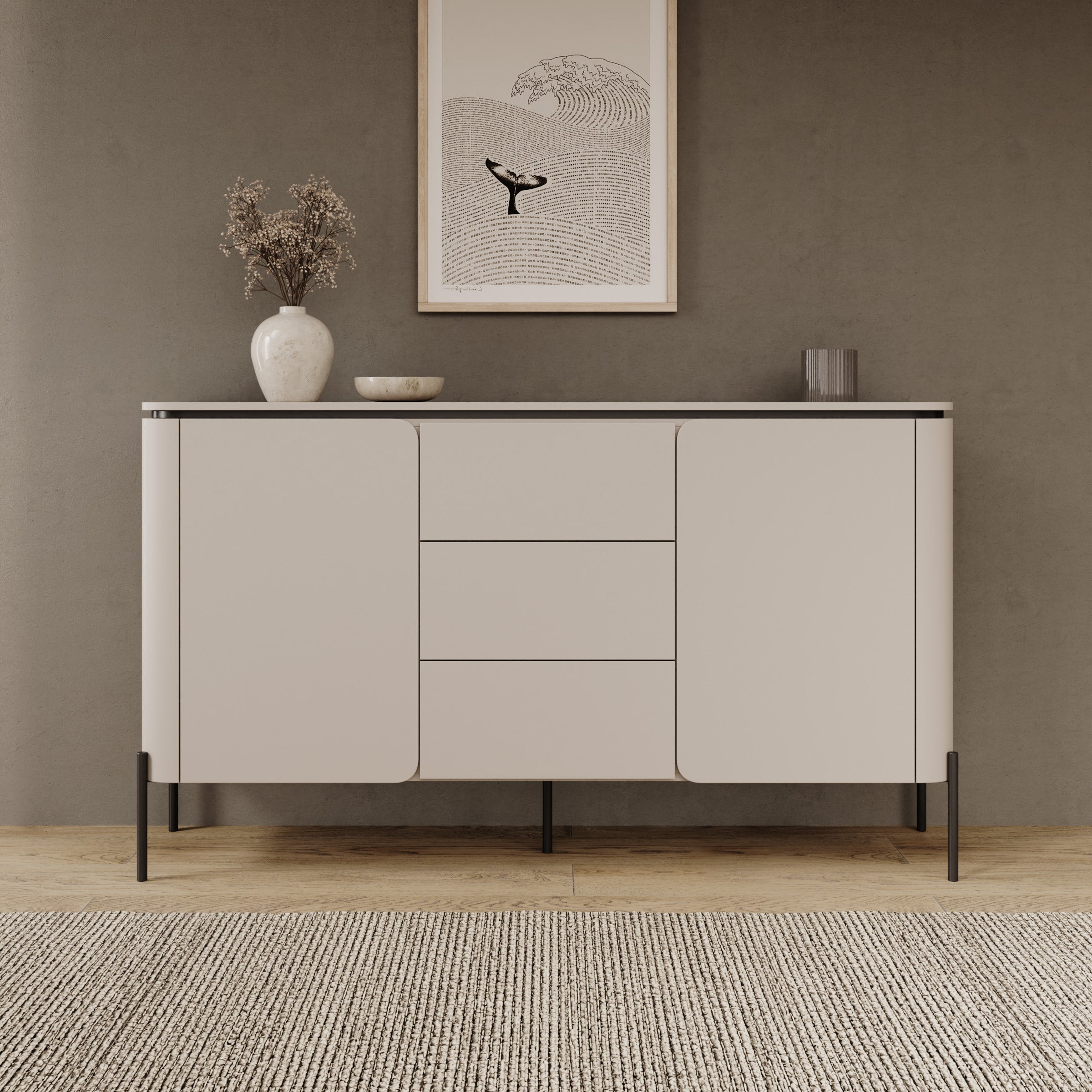 Avero - Dressoir - Beige - 163x40x94 cm