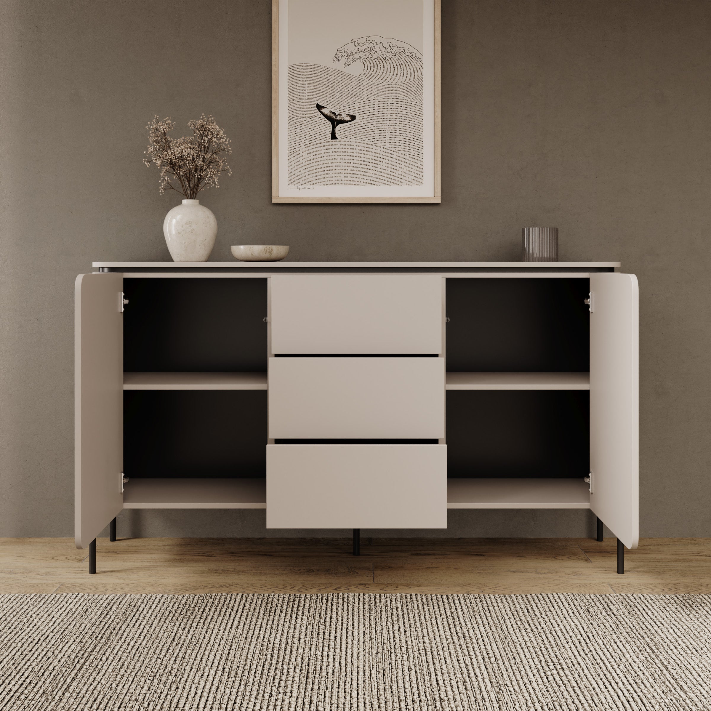 Avero - Dressoir - Beige - 163x40x94 cm